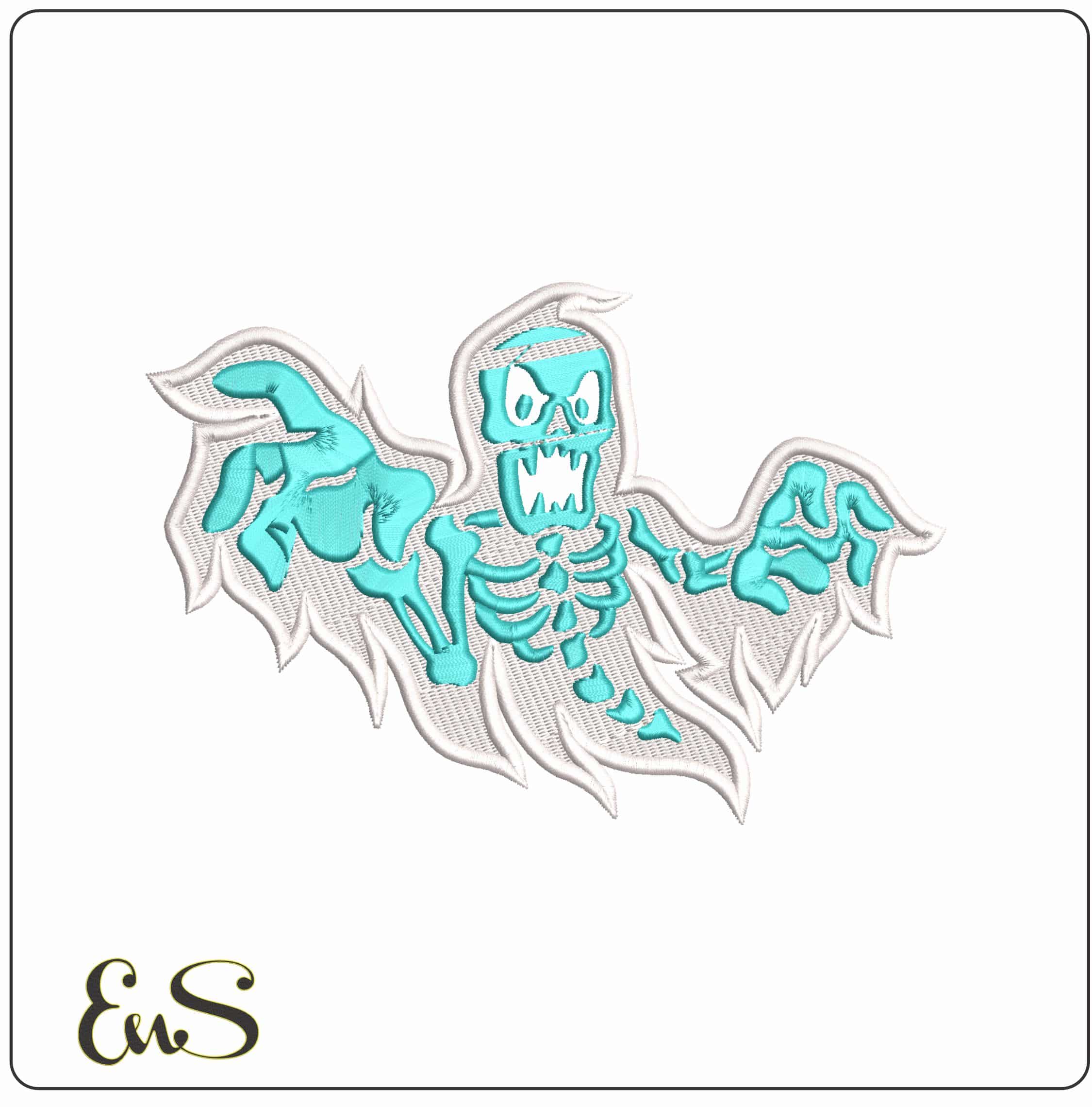 Ghost Skull Skeleton Screaming   - Elegant embroidery design file - instant download