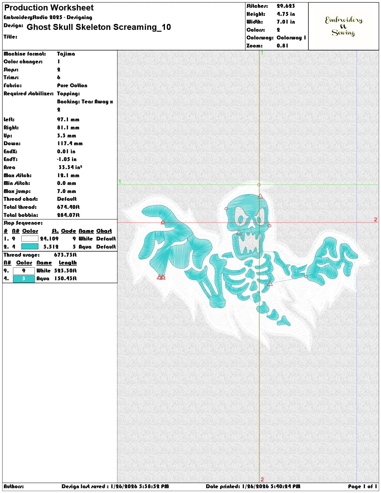 Ghost Skull Skeleton Screaming   - Elegant embroidery design file - instant download — view 3