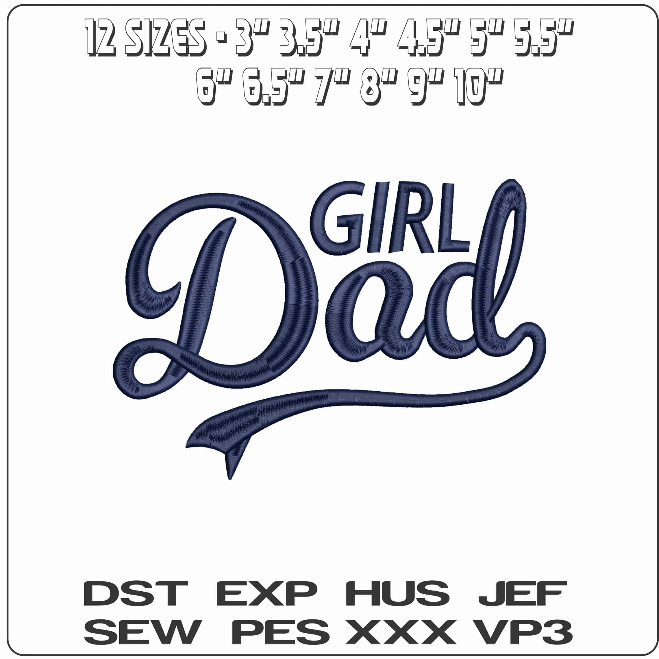 Girl Dad   - Elegant embroidery design file - instant download — view 2