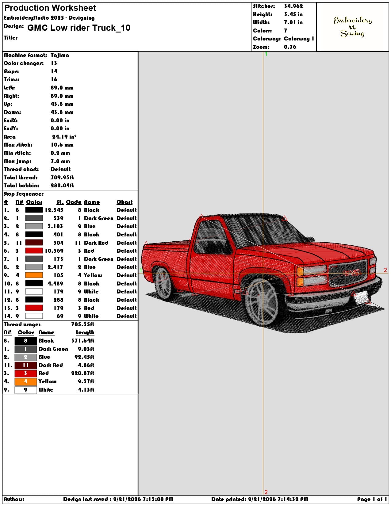 GMC Low rider Truck   - Elegant embroidery design file - instant download — view 3