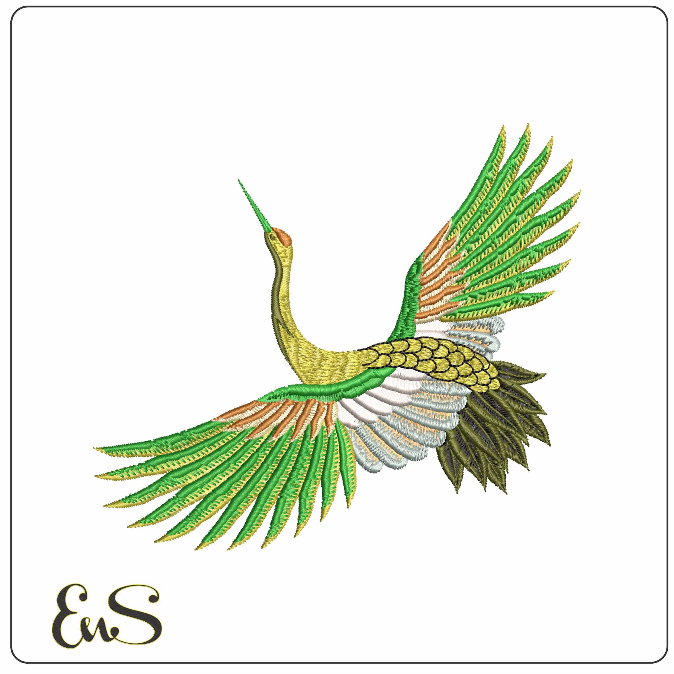 Golden Bird   - Elegant embroidery design file - instant download