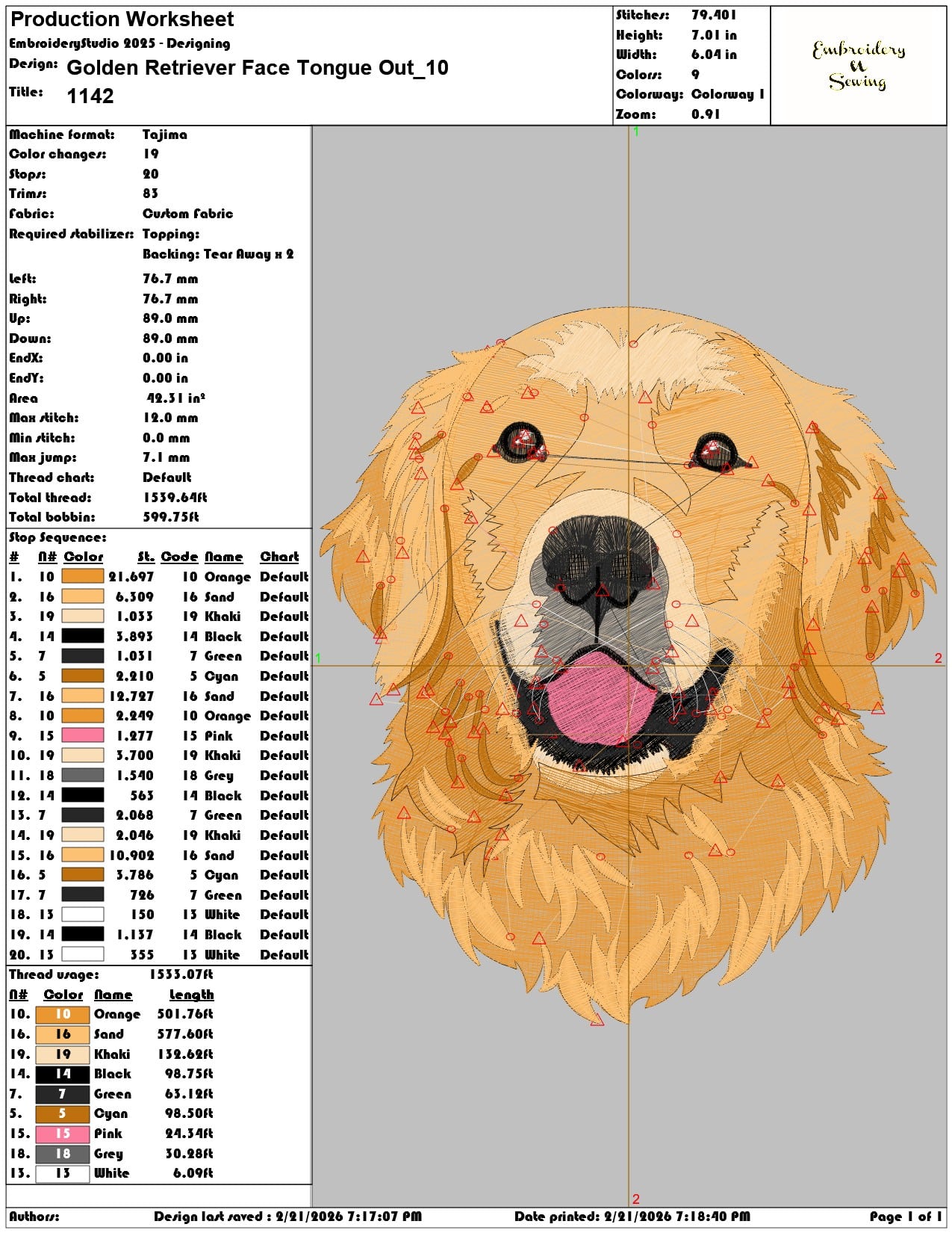 Golden Retriever Face Tongue Out   - Elegant embroidery design file - instant download — view 3