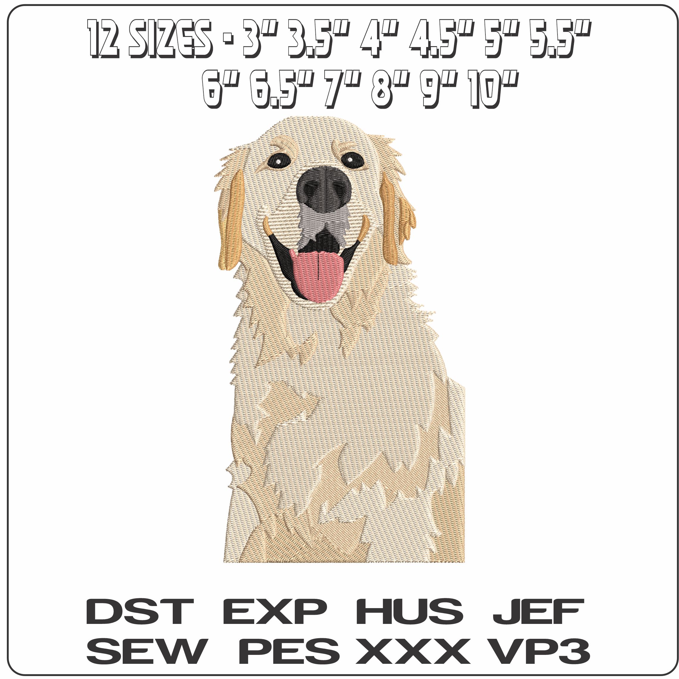 Golden Retriever sitting   - Elegant embroidery design file - instant download — view 2