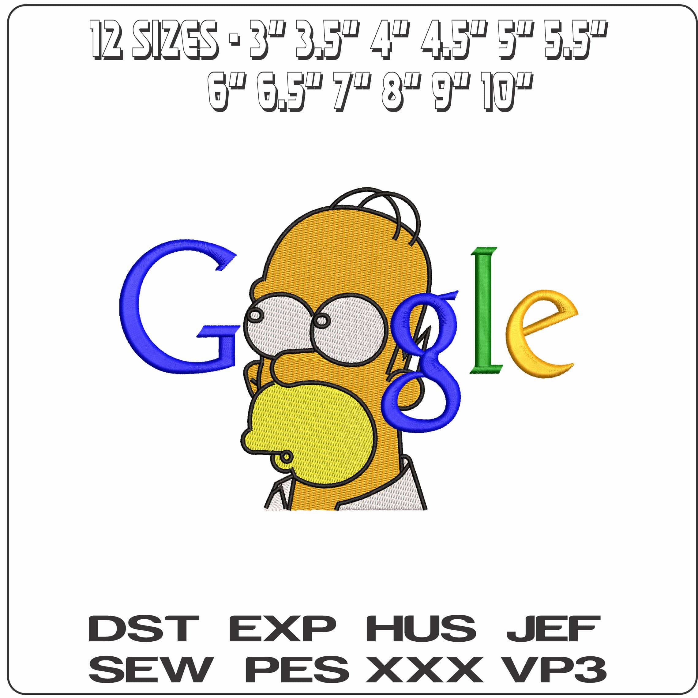 Google Homer Simpson The Simpsons   - Elegant embroidery design file - instant download — view 2