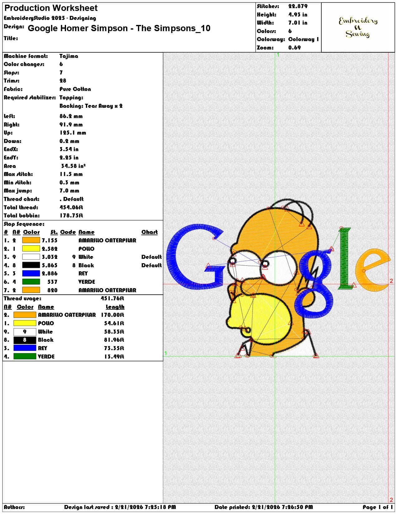 Google Homer Simpson The Simpsons   - Elegant embroidery design file - instant download — view 3