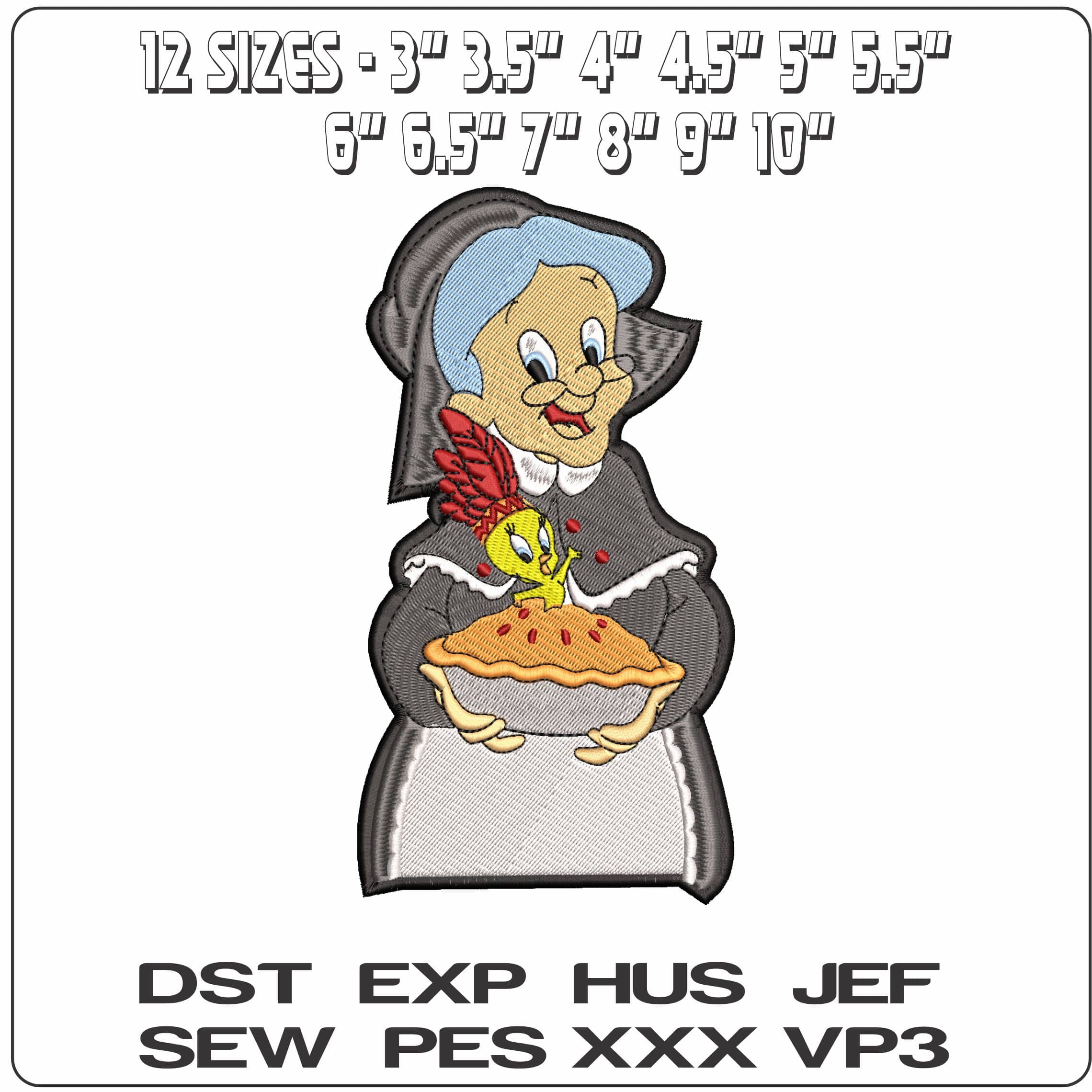 Granny and Tweety Pie   - Elegant embroidery design file - instant download — view 2