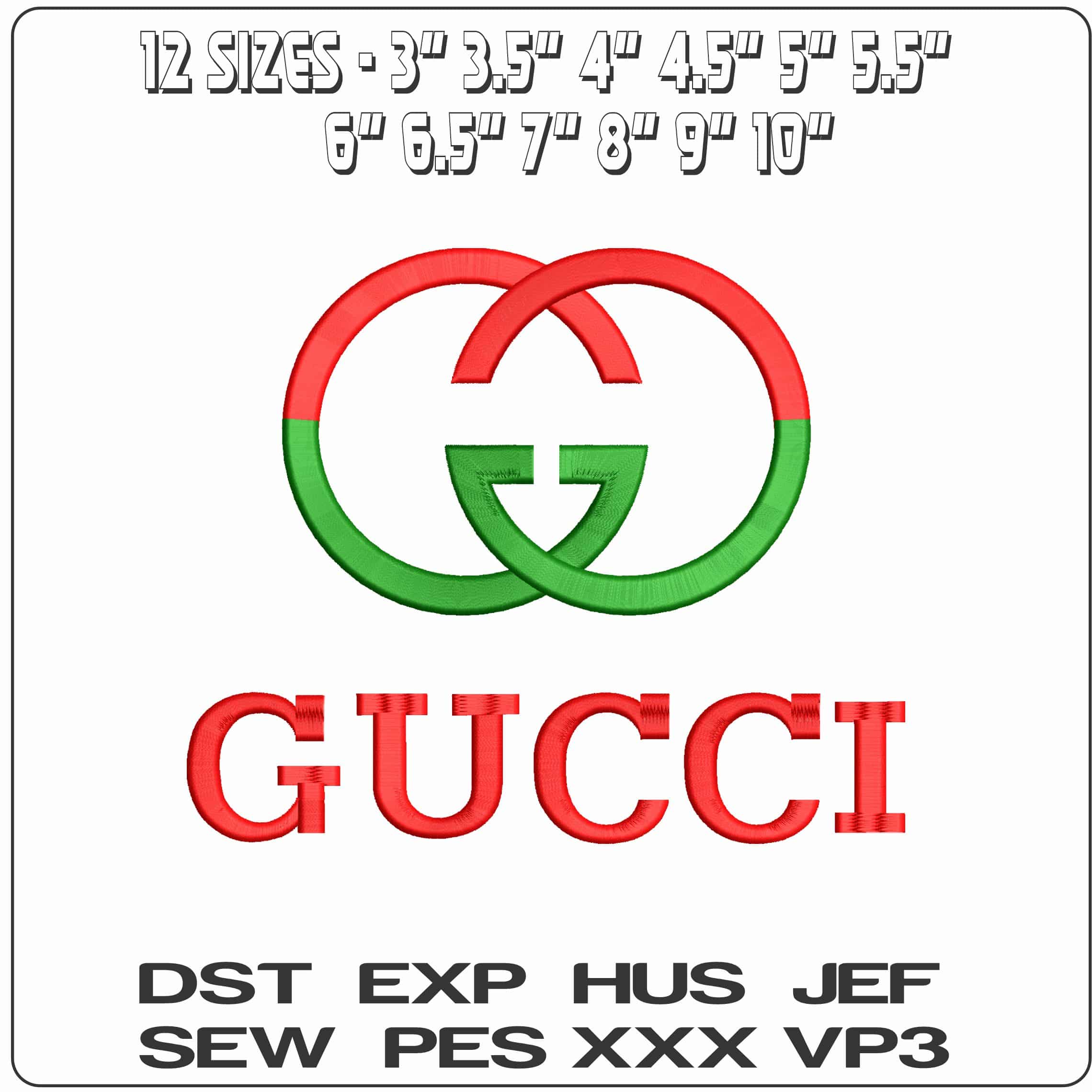 Green And Red GG Gucci Logo   - Elegant embroidery design file - instant download — view 2