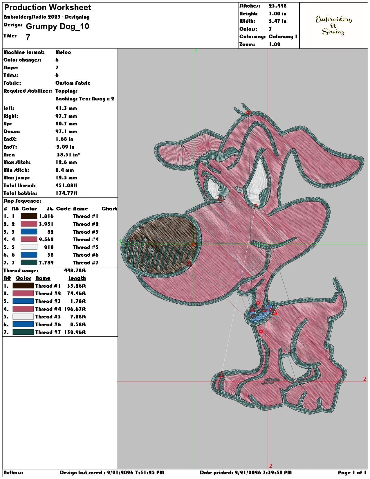 Grumpy Dog   - Elegant embroidery design file - instant download — view 3