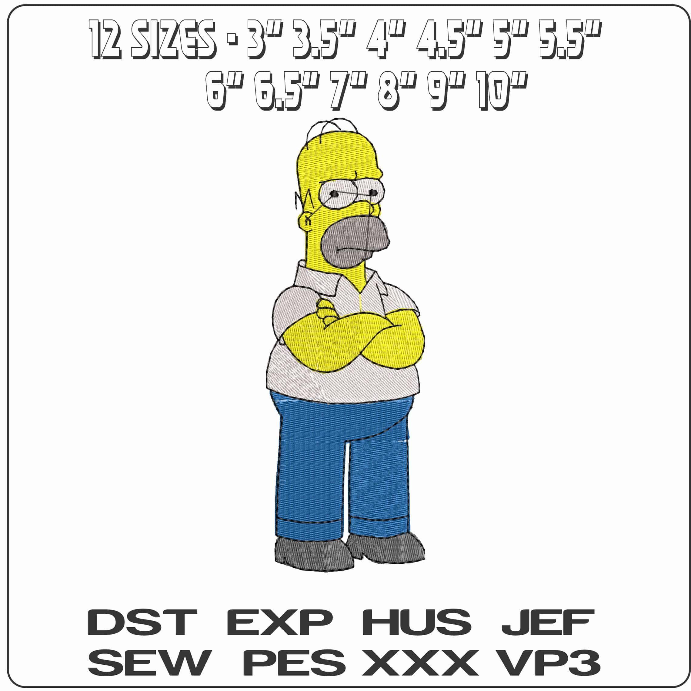 Grumpy Homer Simpson   - Elegant embroidery design file - instant download — view 2