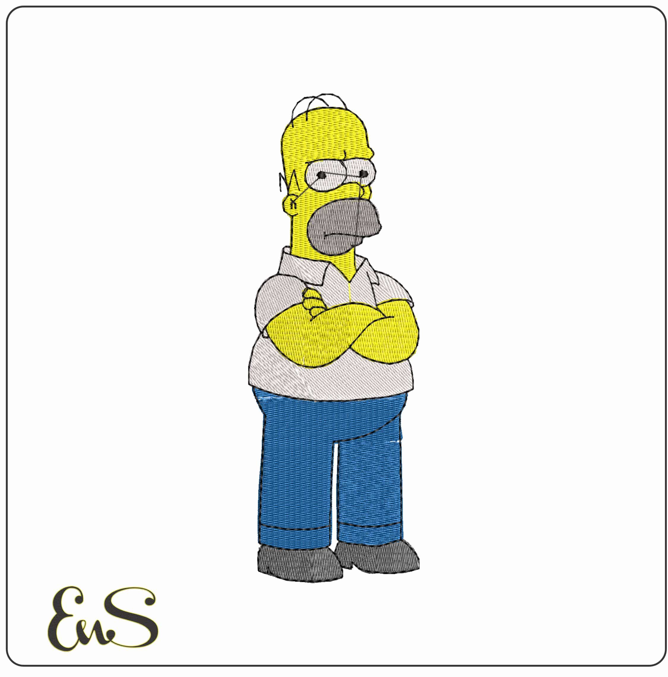 Grumpy Homer Simpson   - Elegant embroidery design file - instant download
