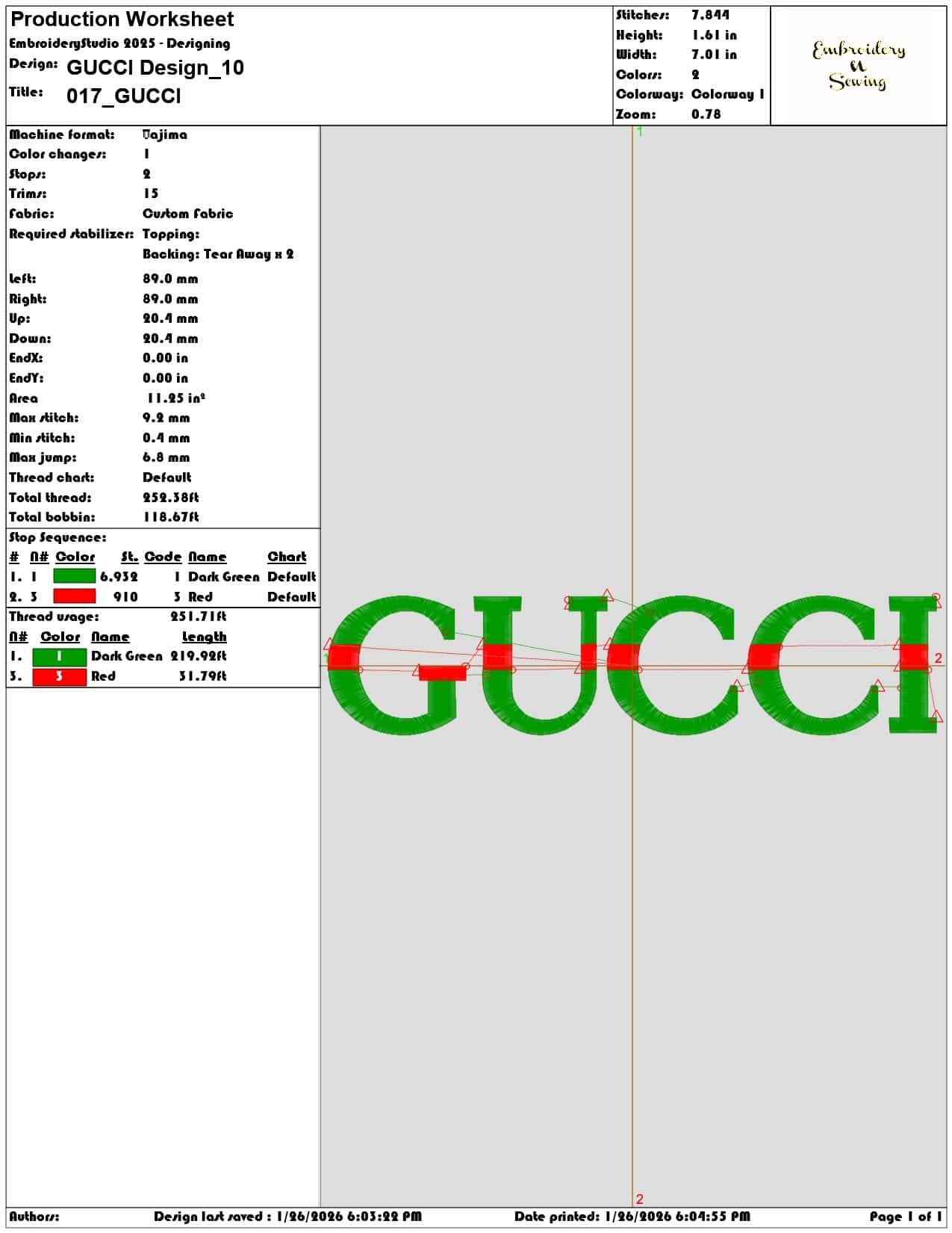 GUCCI Design   - Elegant embroidery design file - instant download — view 3