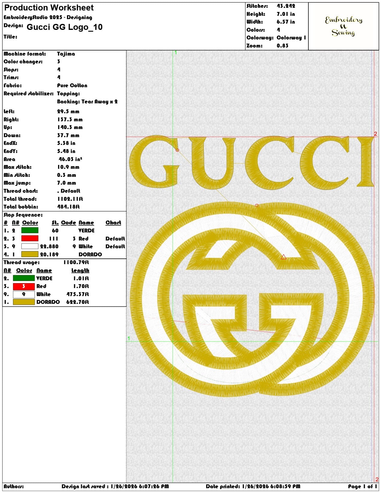 Gucci GG Logo   - Elegant embroidery design file - instant download — view 3