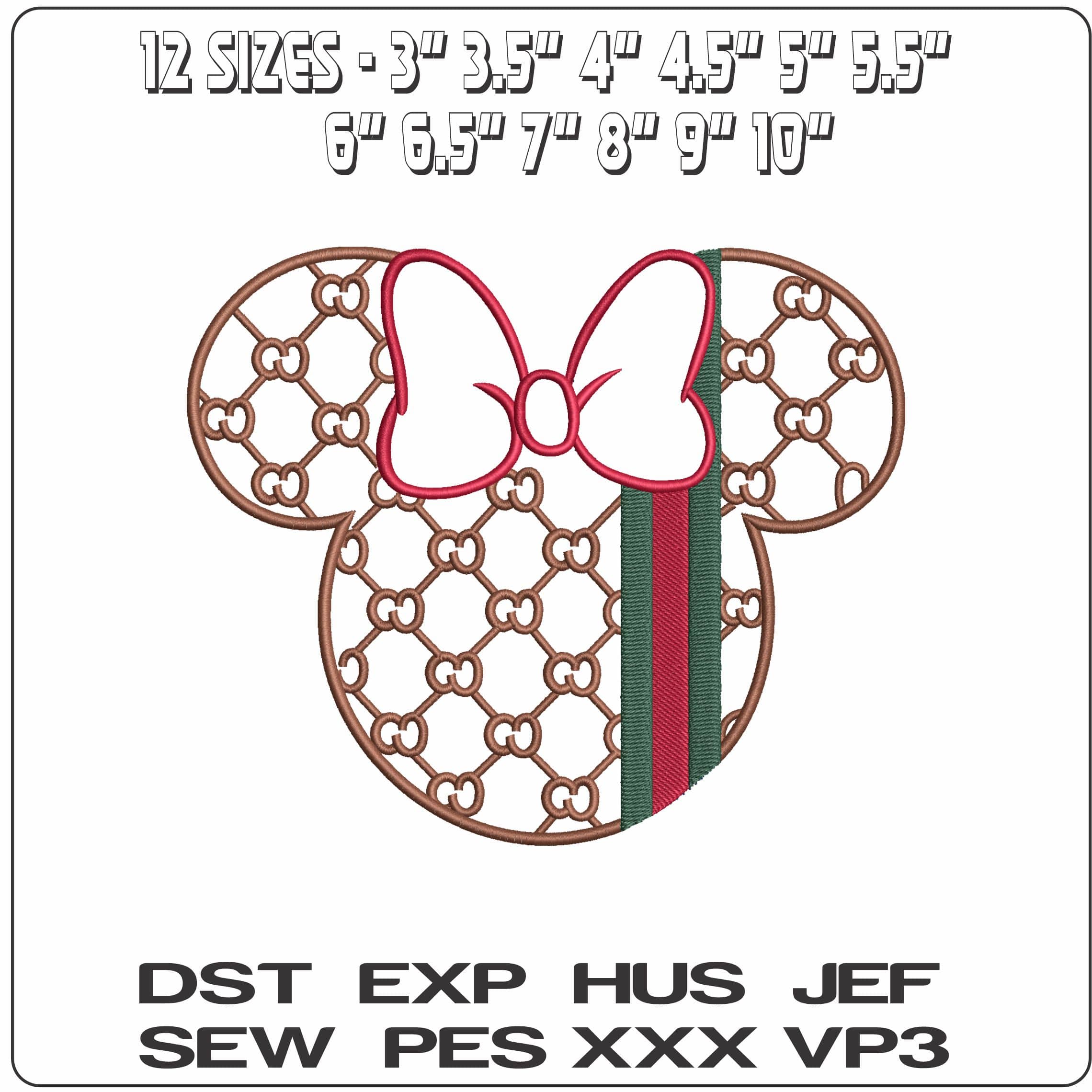 Gucci Green and Red Mickey Mouse Head   - Elegant embroidery design file - instant download — view 2