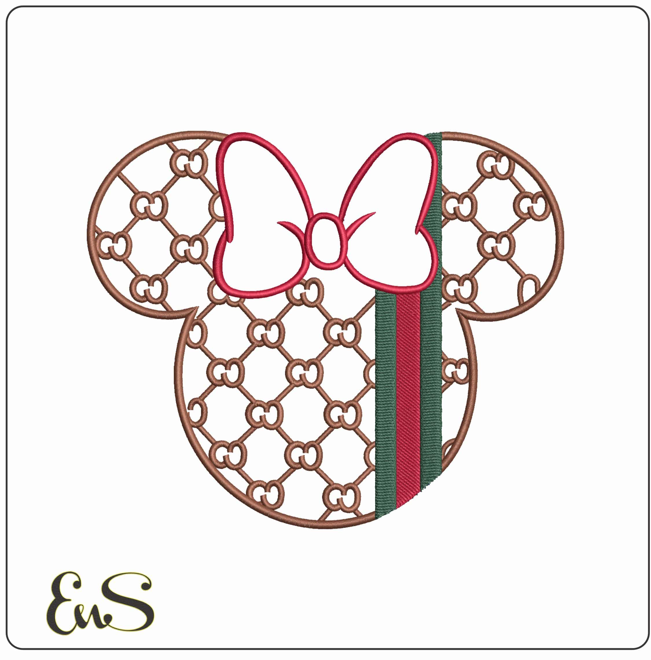 Gucci Green and Red Mickey Mouse Head   - Elegant embroidery design file - instant download