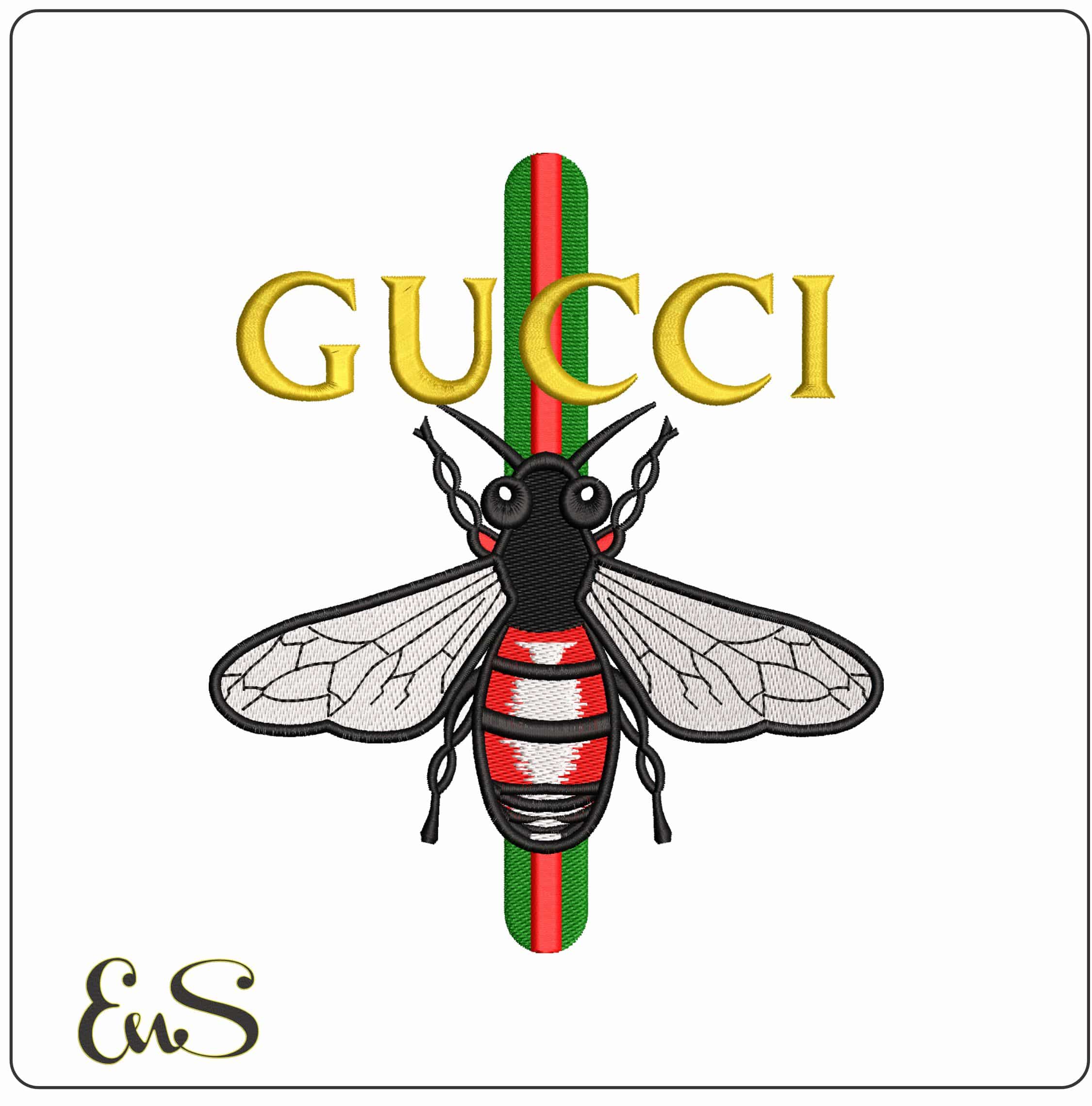 Gucci Green Red Bee Logo   - Elegant embroidery design file - instant download