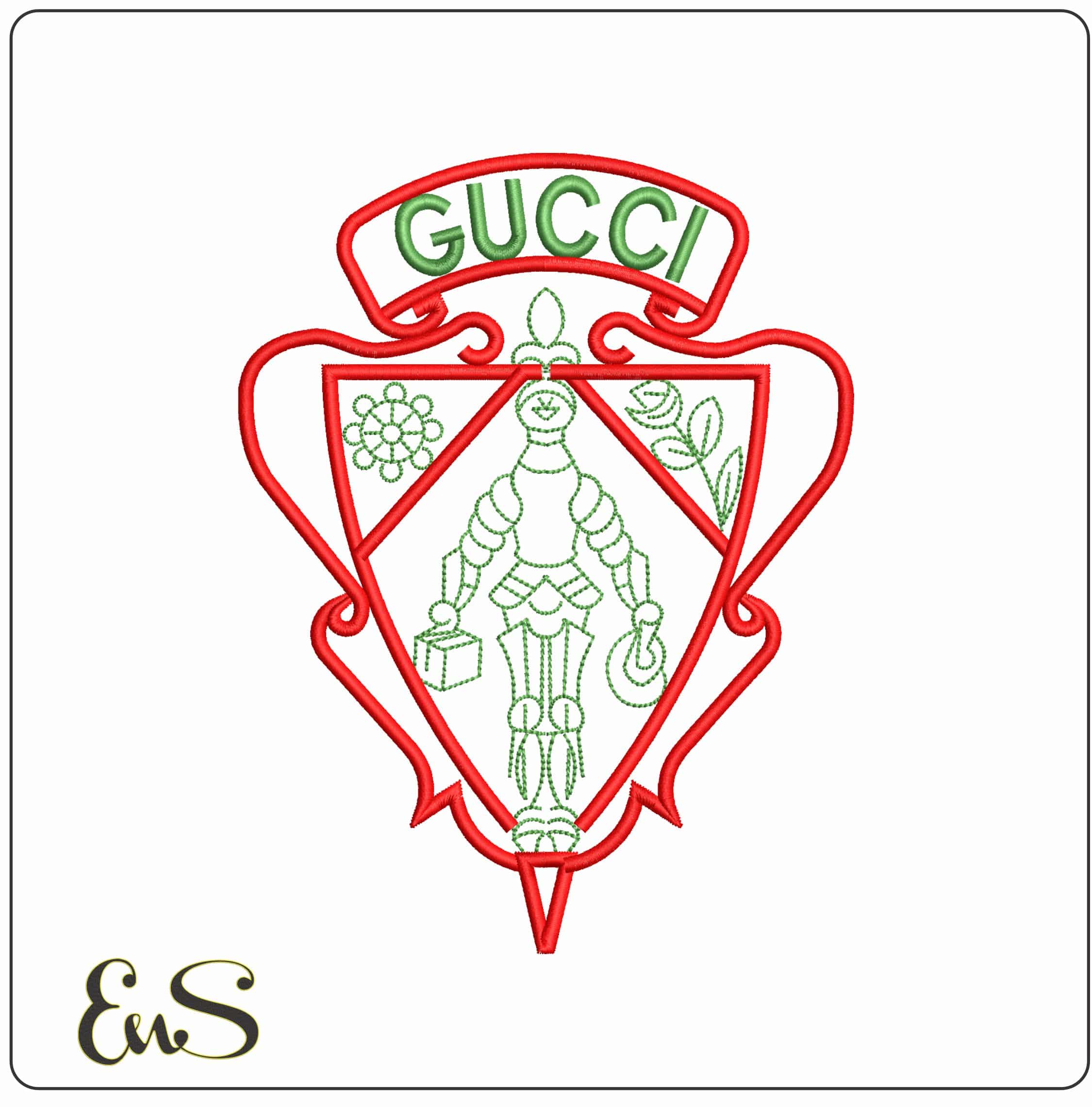 Gucci Heraldic Logo   - Elegant embroidery design file - instant download
