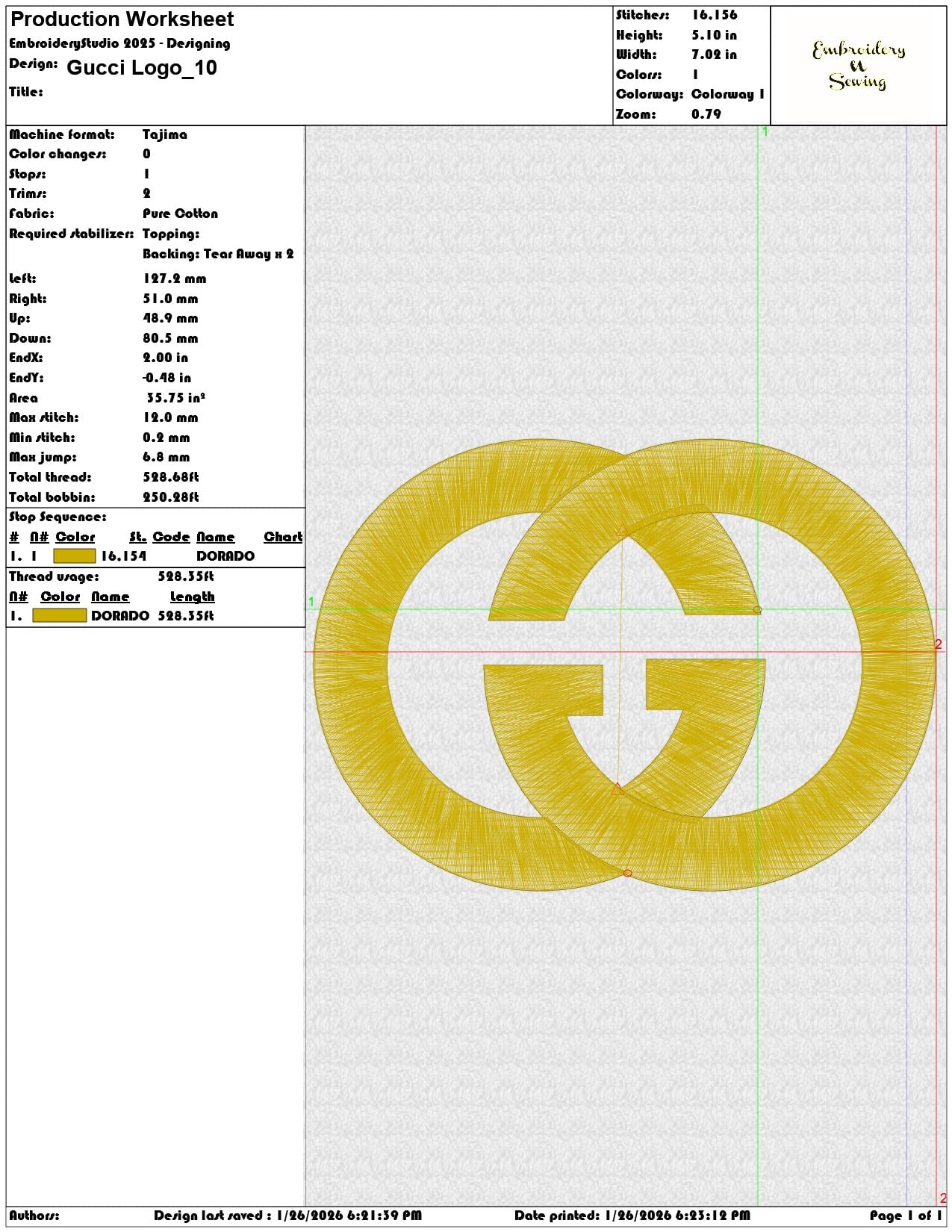 Gucci Logo   - Elegant embroidery design file - instant download — view 3