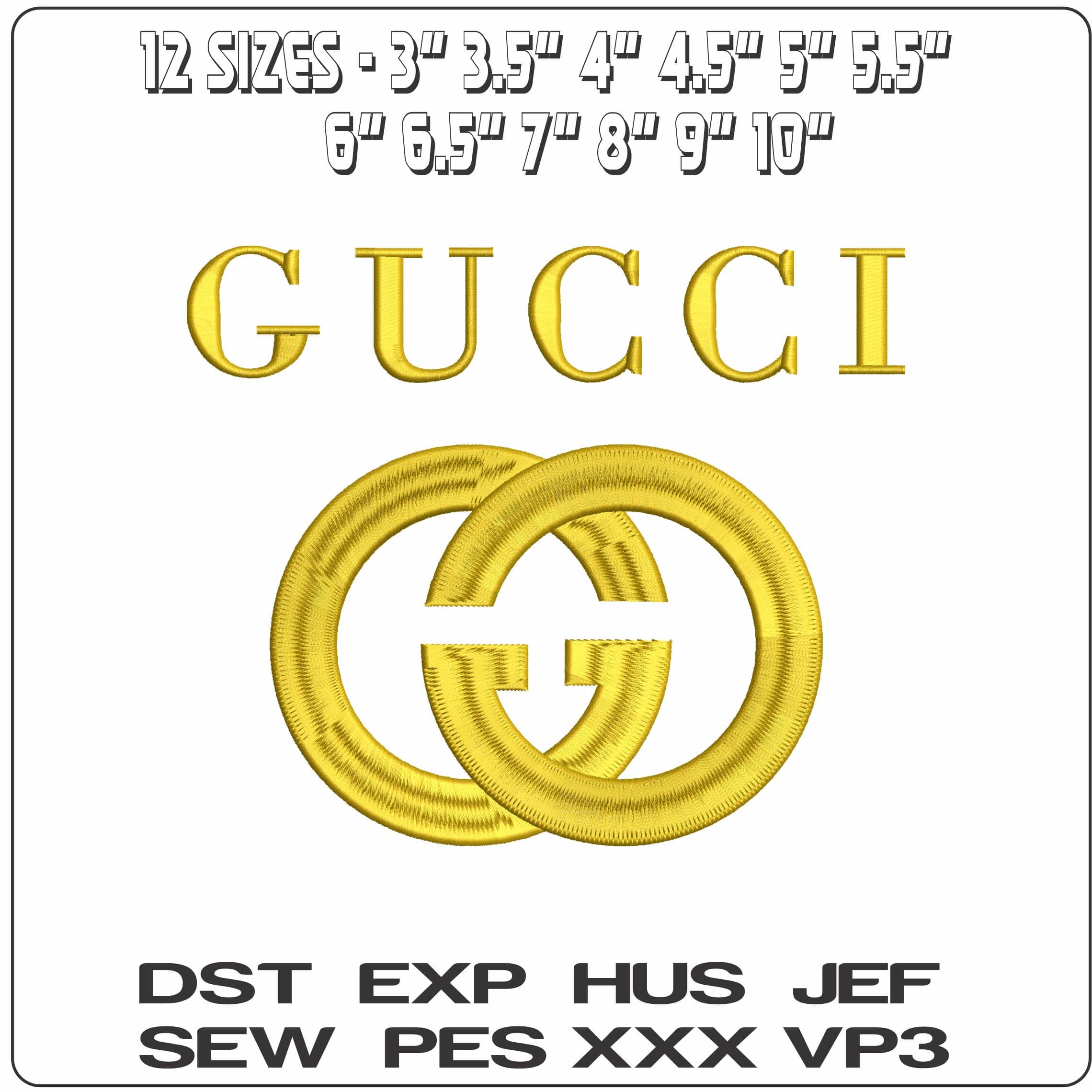 Gucci Logo with Name   - Elegant embroidery design file - instant download — view 2