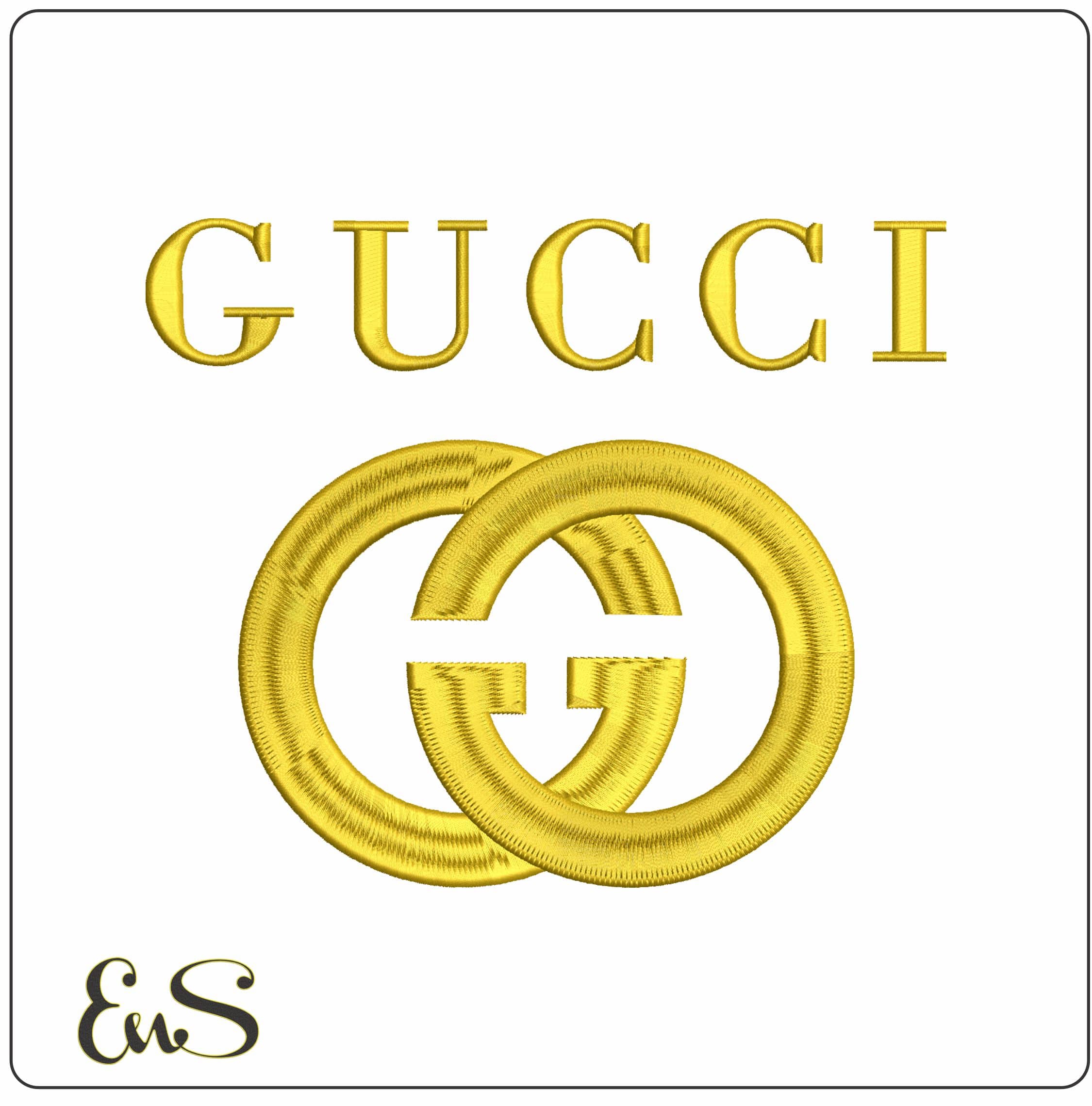 Gucci Logo with Name   - Elegant embroidery design file - instant download