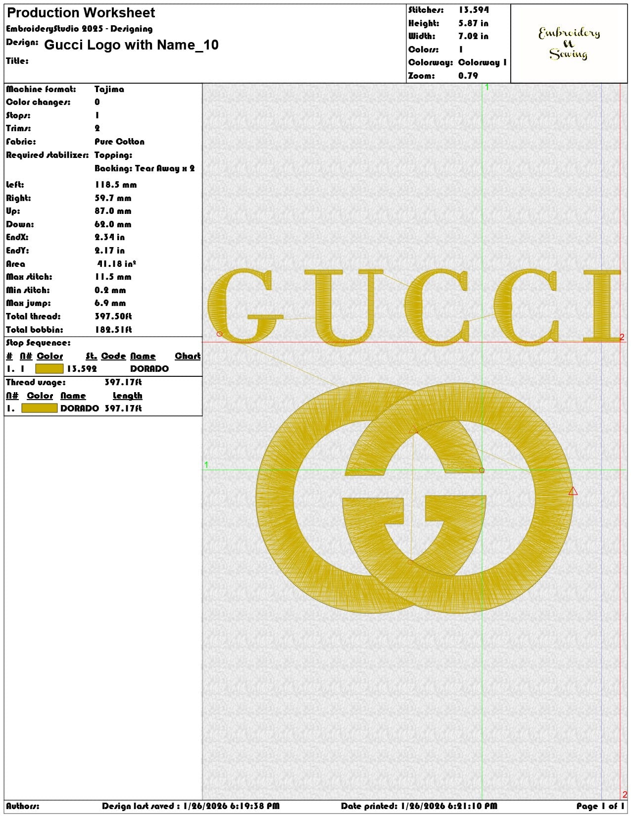 Gucci Logo with Name   - Elegant embroidery design file - instant download — view 3
