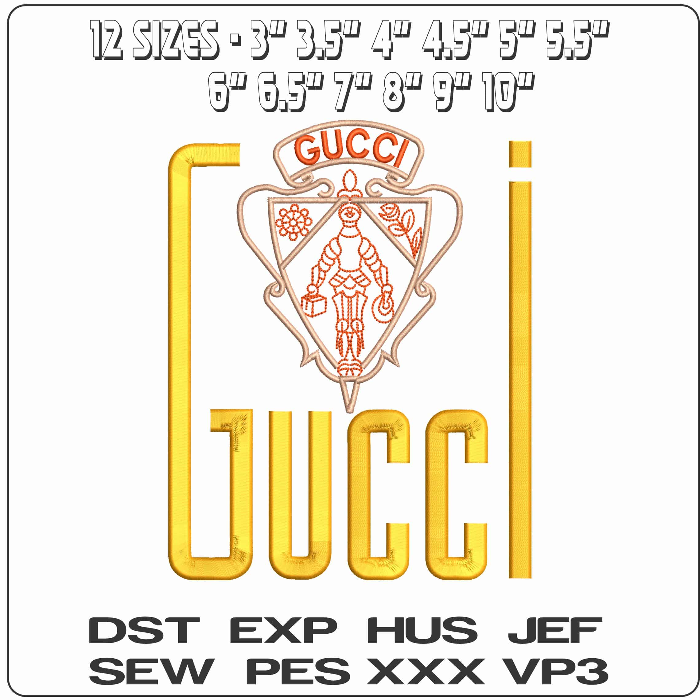 Gucci Museo Heraldic Logo   - Elegant embroidery design file - instant download — view 2