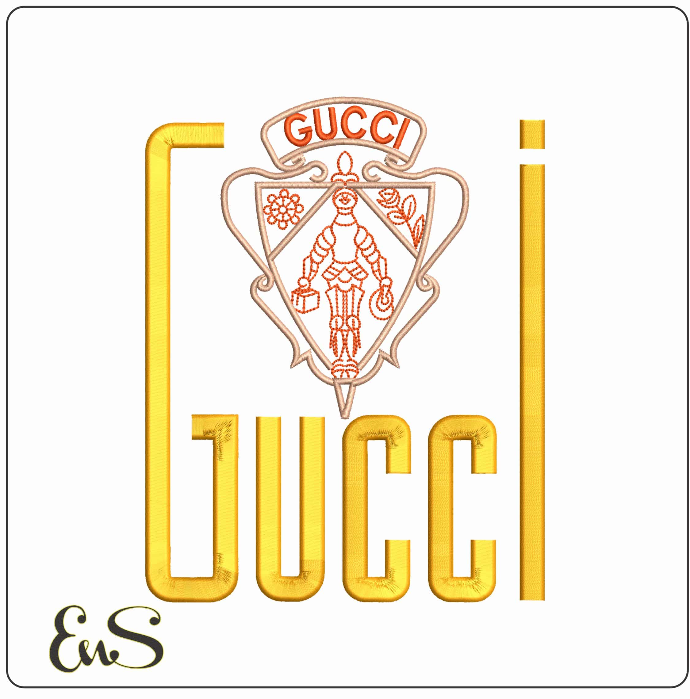 Gucci Museo Heraldic Logo   - Elegant embroidery design file - instant download