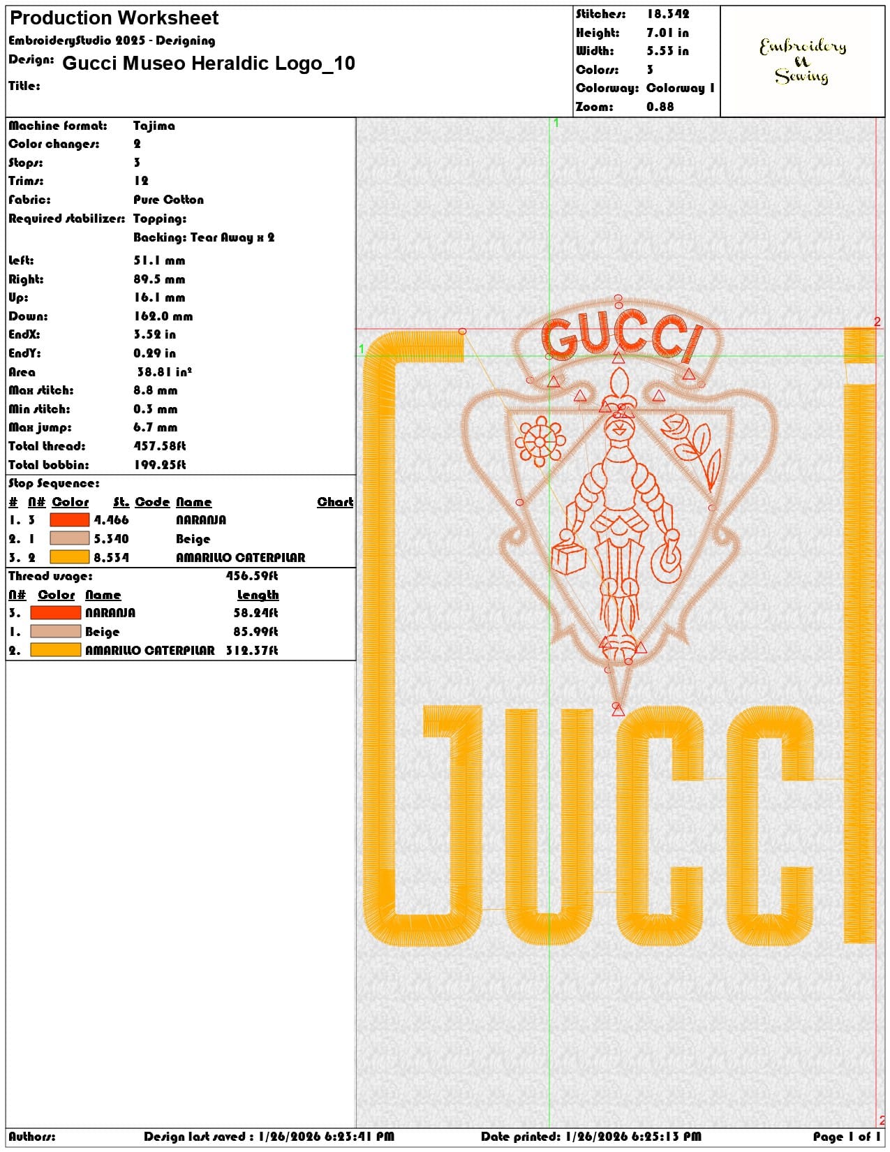 Gucci Museo Heraldic Logo   - Elegant embroidery design file - instant download — view 3