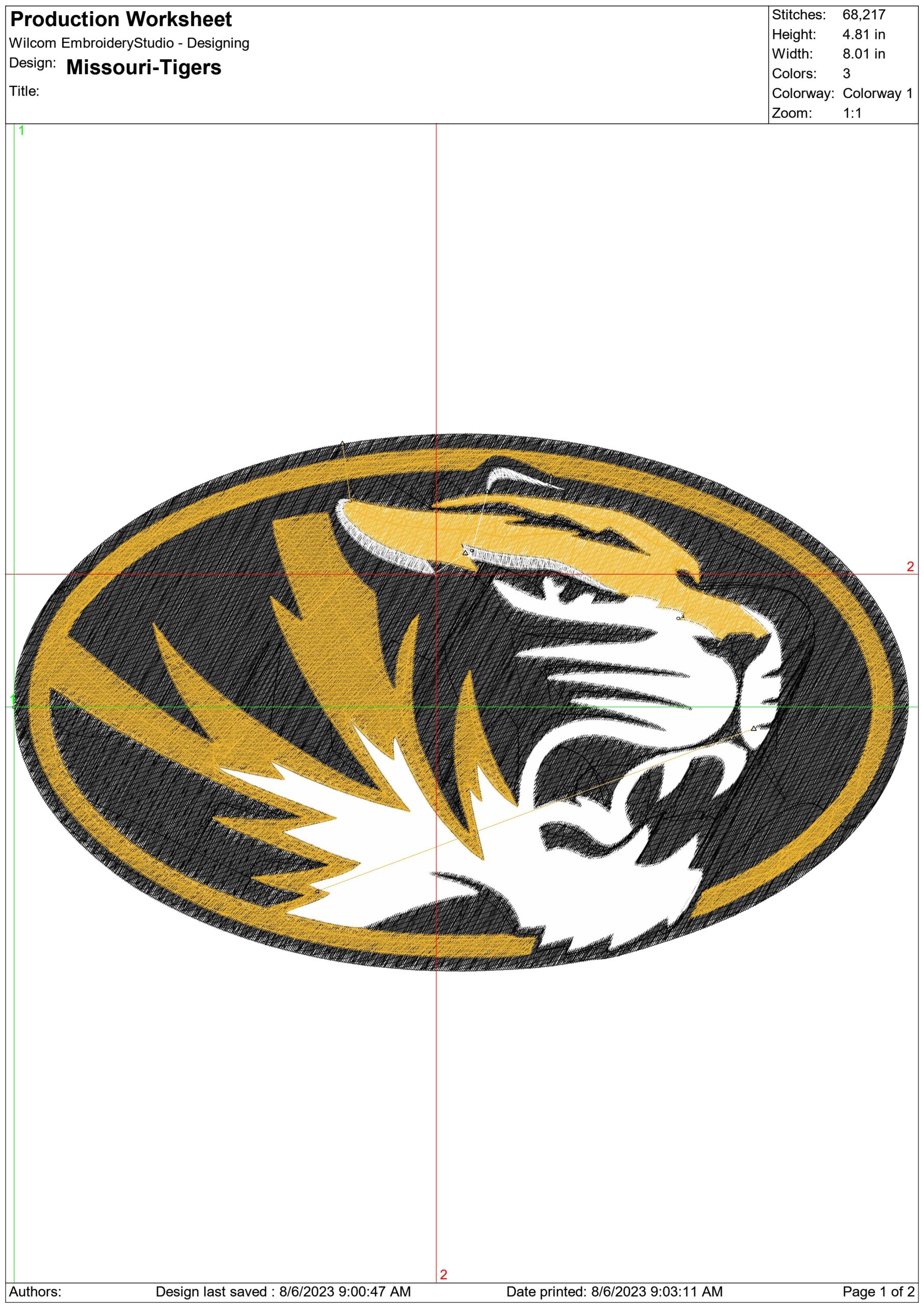 Missouri Tigers embroidery design - University of Missouri embroidery machine pattern embroidery file - instant download in a frame — view 2