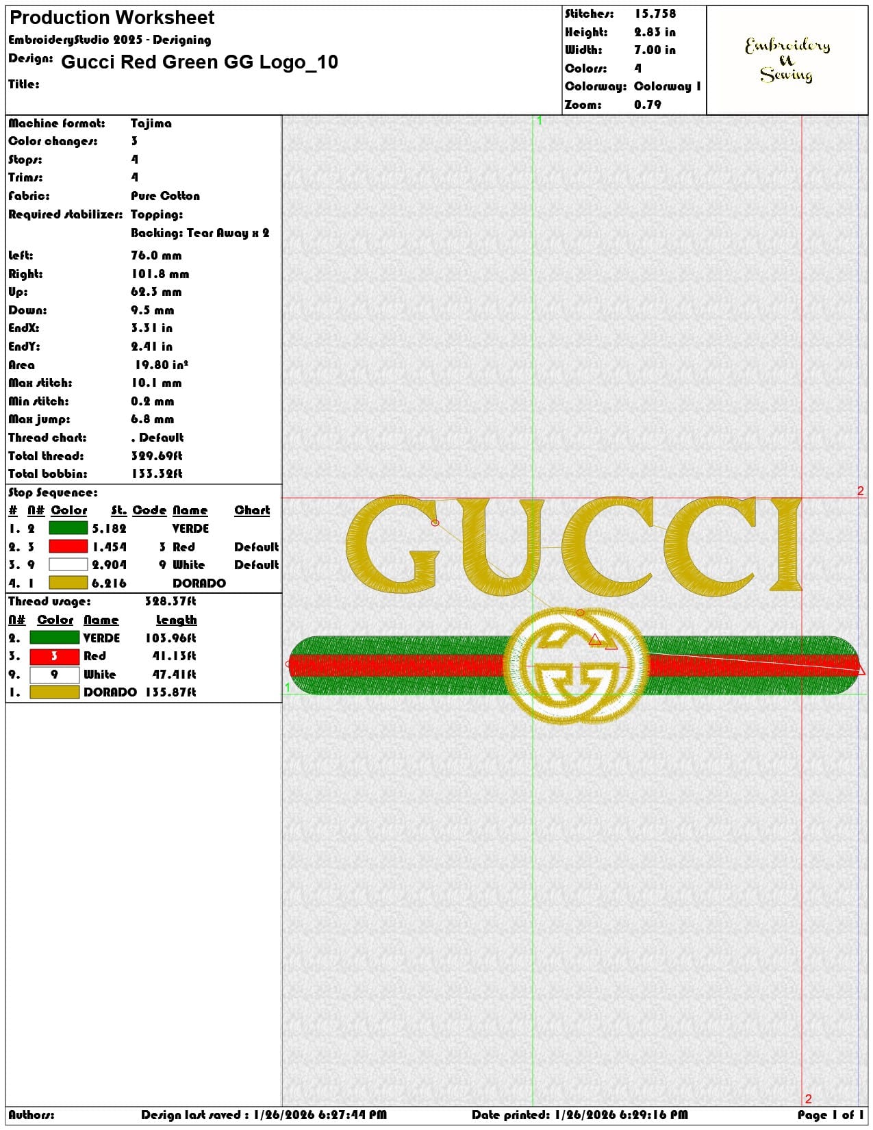 Gucci Red Green GG Logo   - Elegant embroidery design file - instant download — view 3