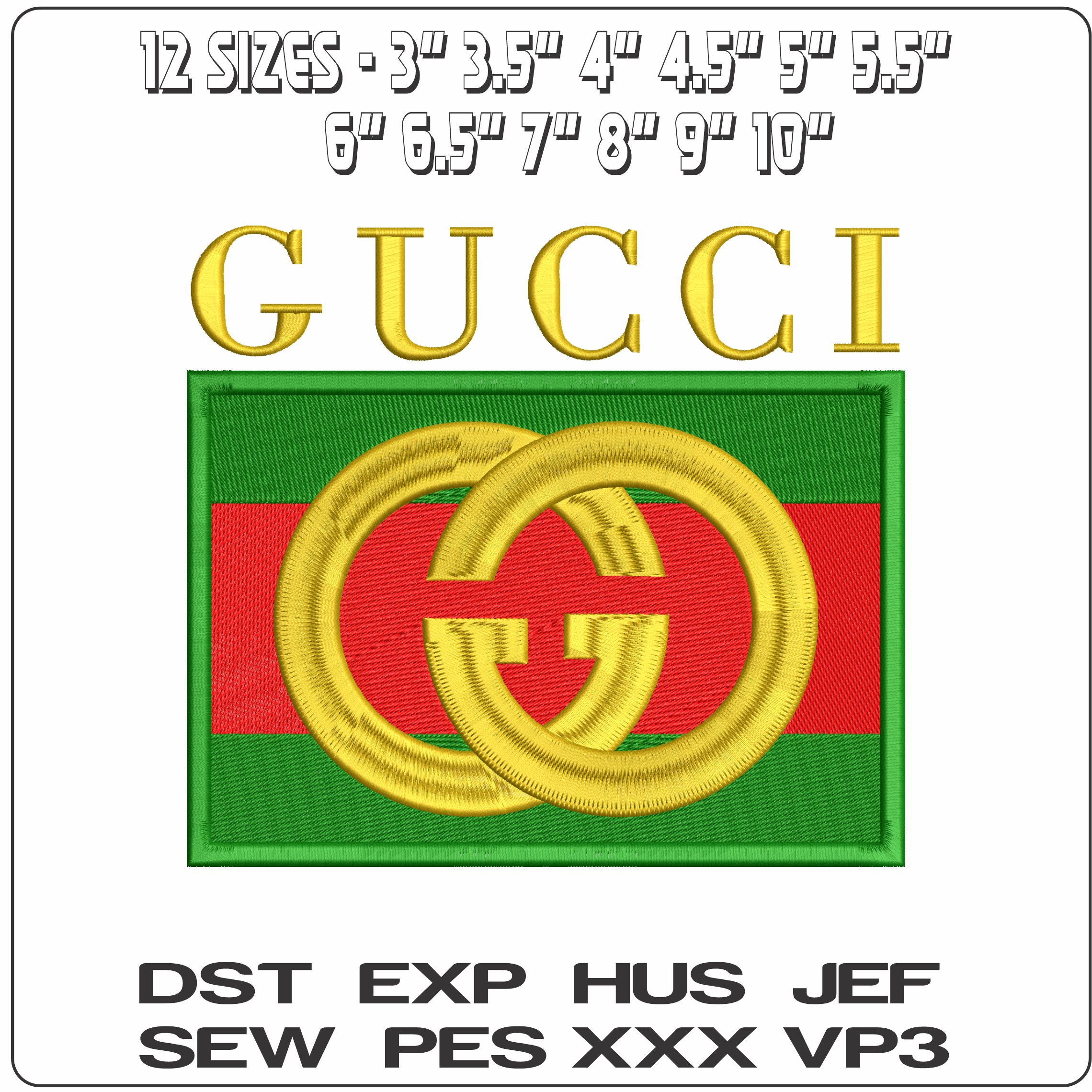 Gucci Red Green Logo with Name   - Elegant embroidery design file - instant download — view 2