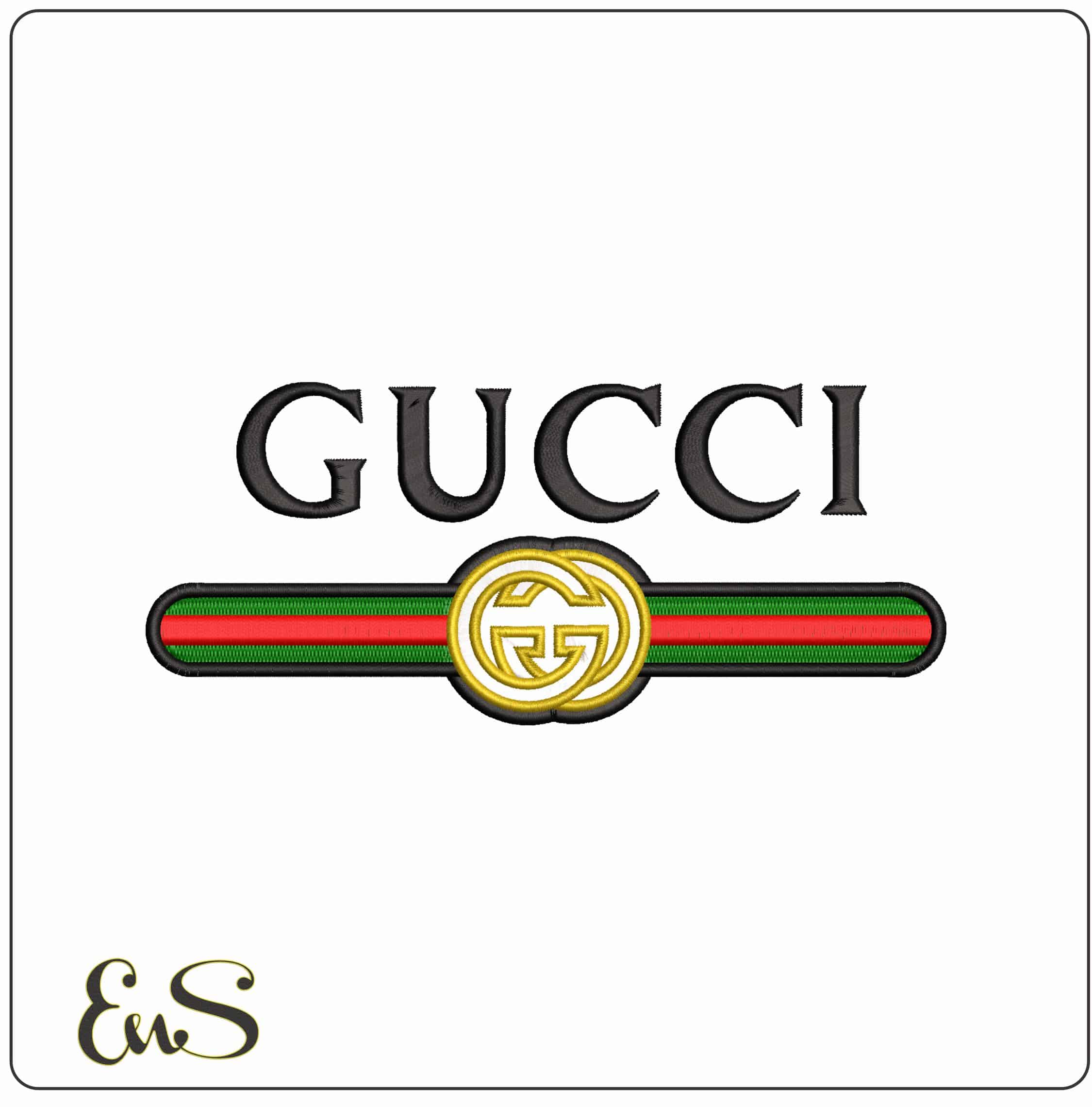 GUCCI Red Green under design Brand   - Elegant embroidery design file - instant download