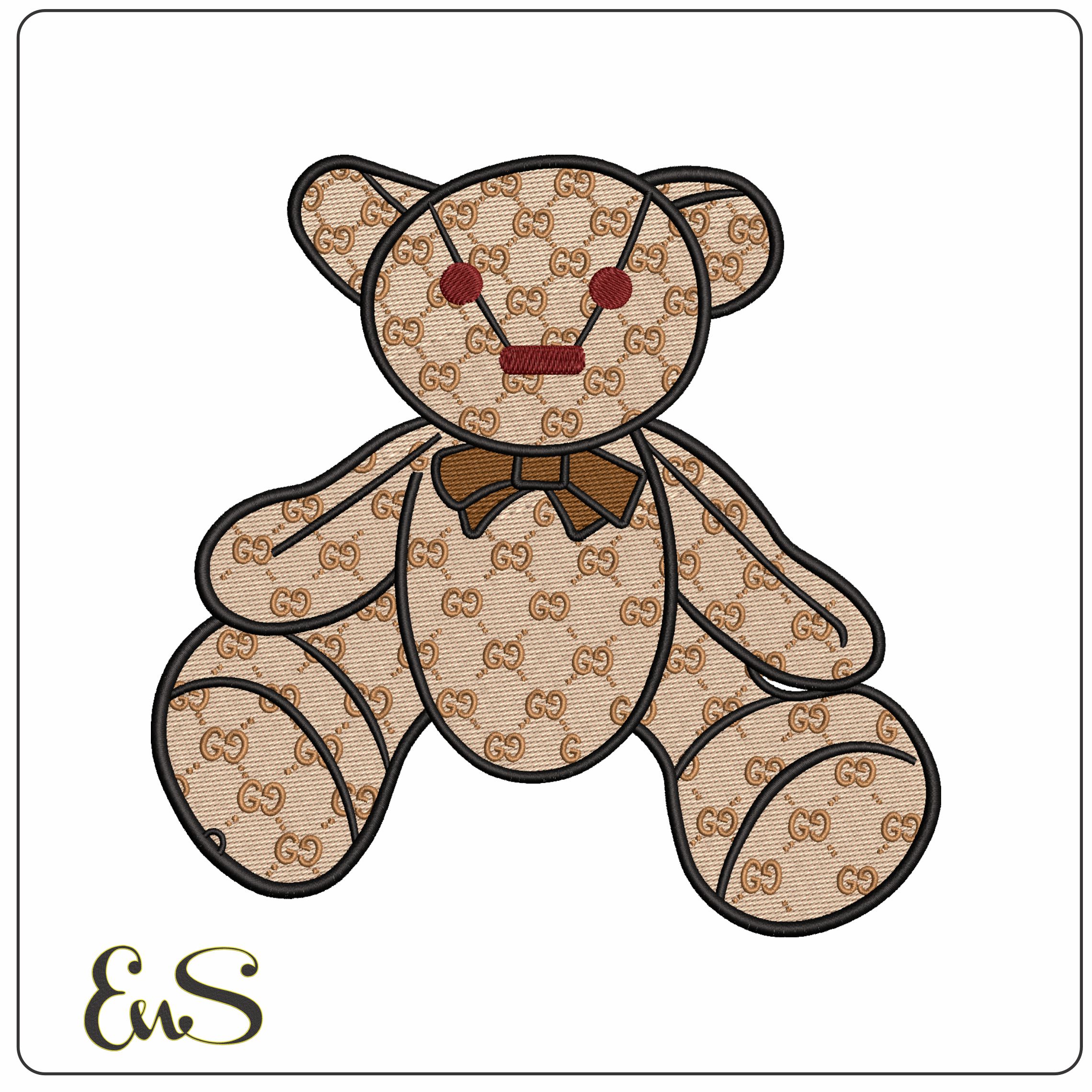 Gucci Teddy Bear   - Elegant embroidery design file - instant download