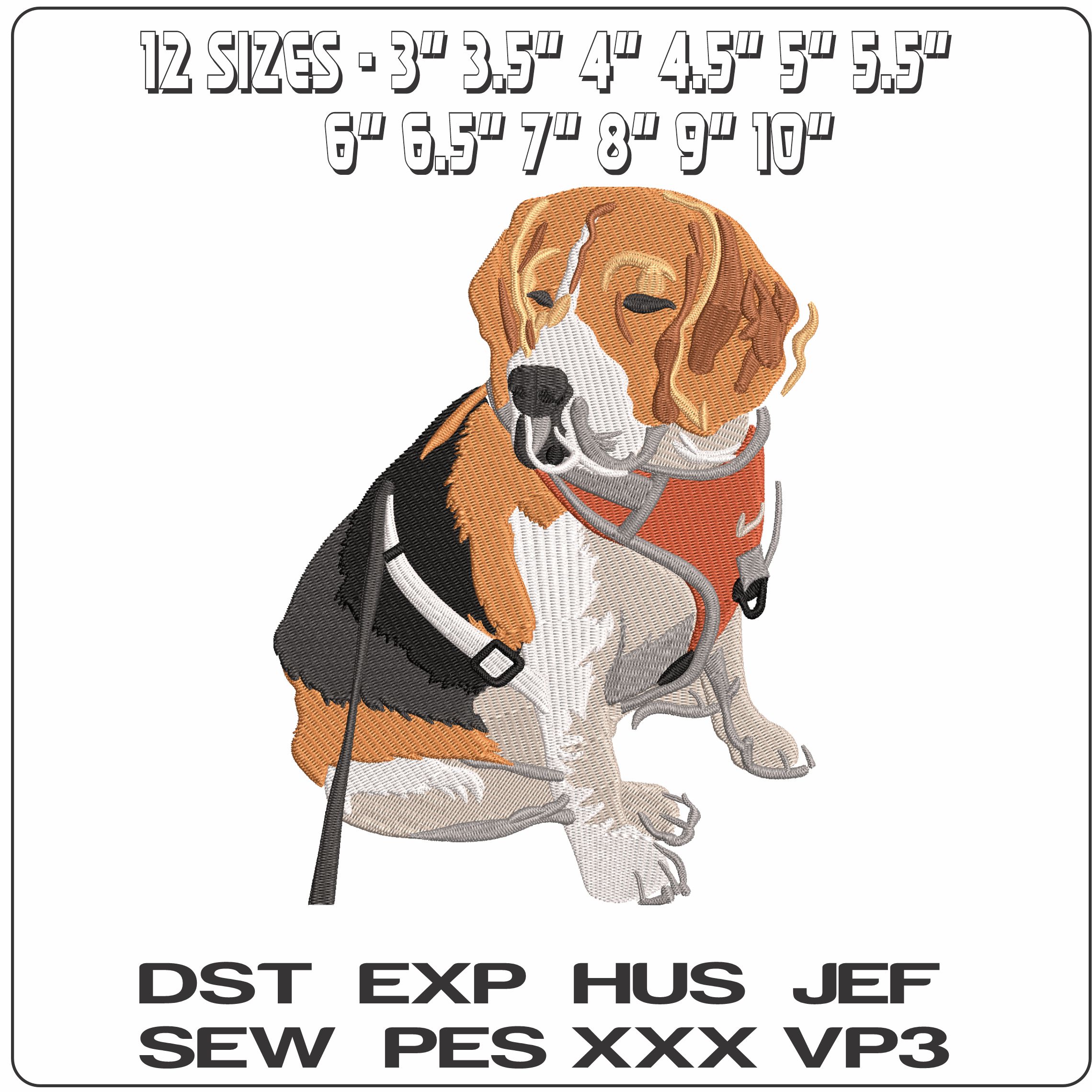 Guide Dog   - Elegant embroidery design file - instant download — view 2