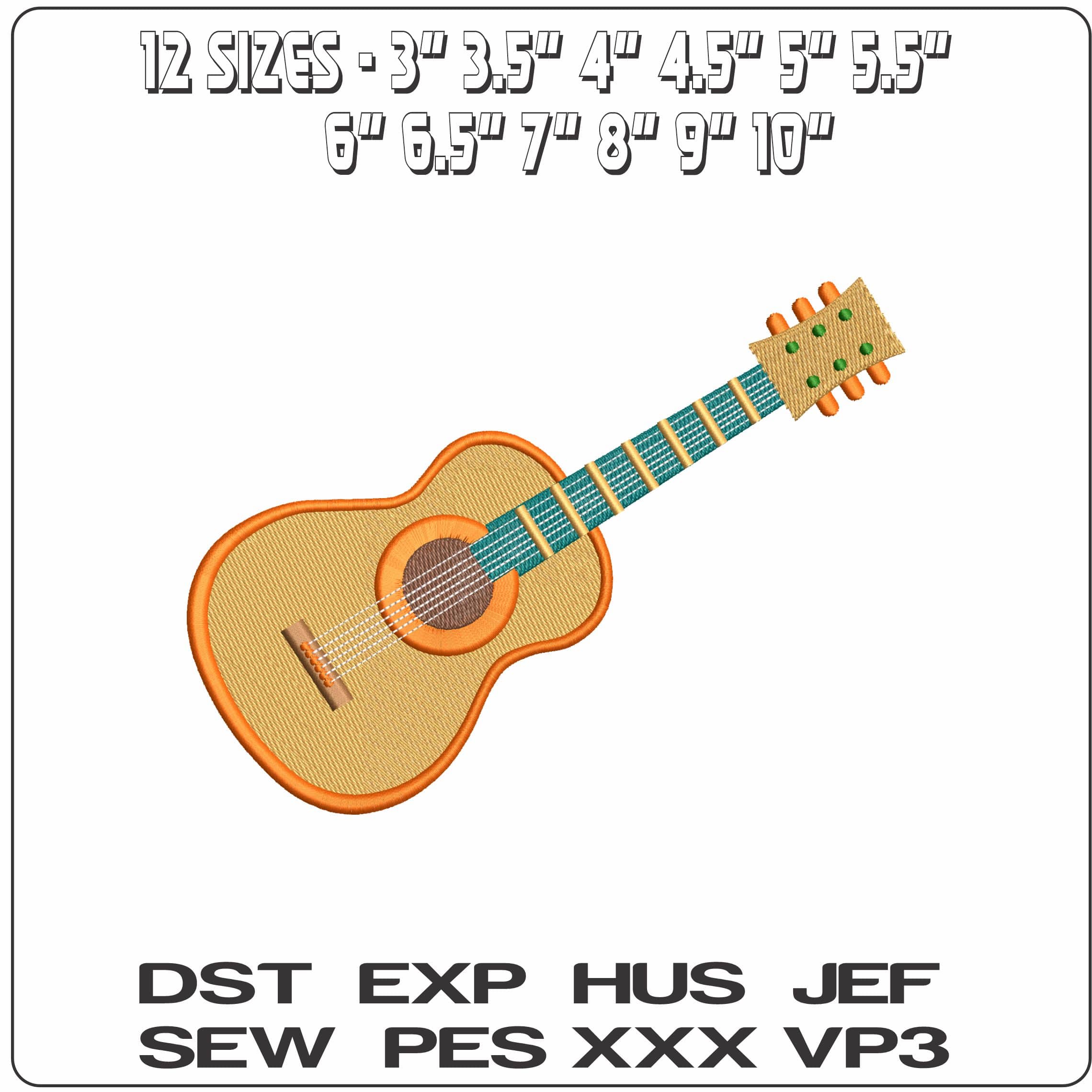 Guitar   - Elegant embroidery design file - instant download — view 2