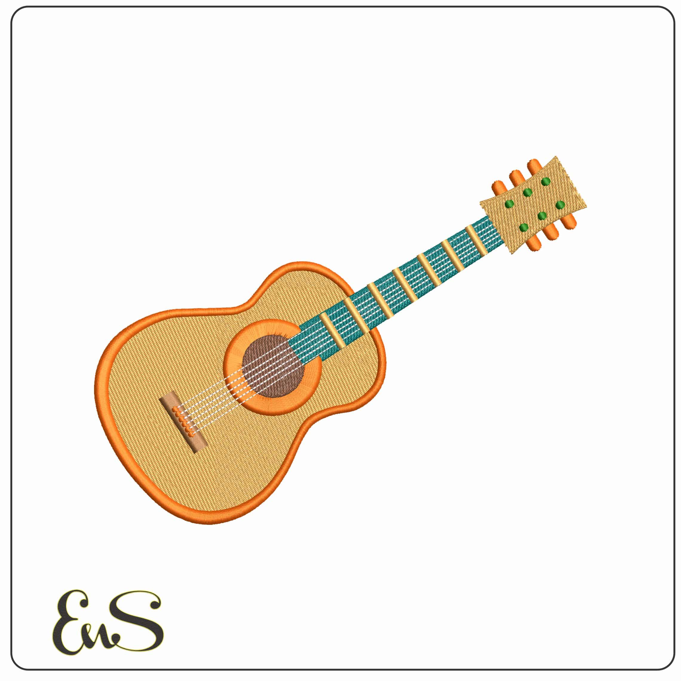 Guitar   - Elegant embroidery design file - instant download