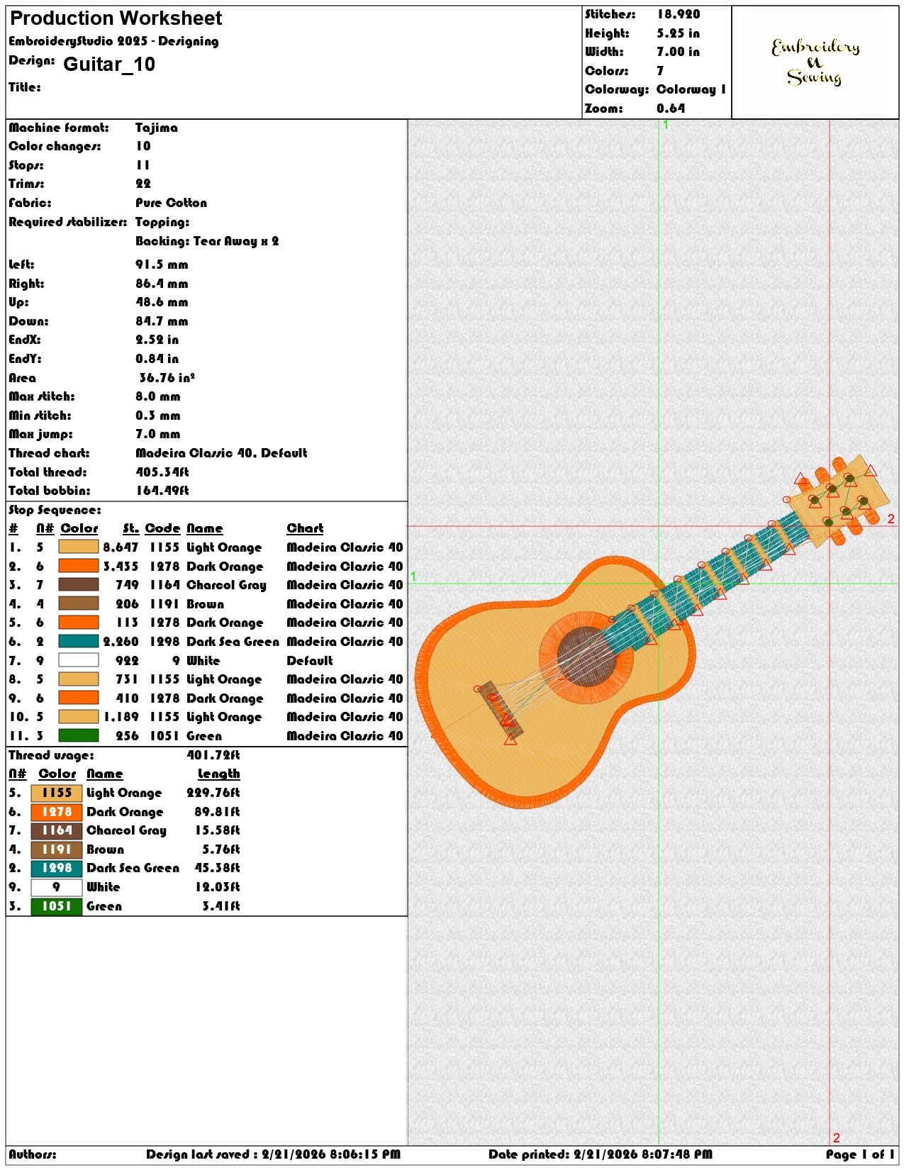 Guitar   - Elegant embroidery design file - instant download — view 3