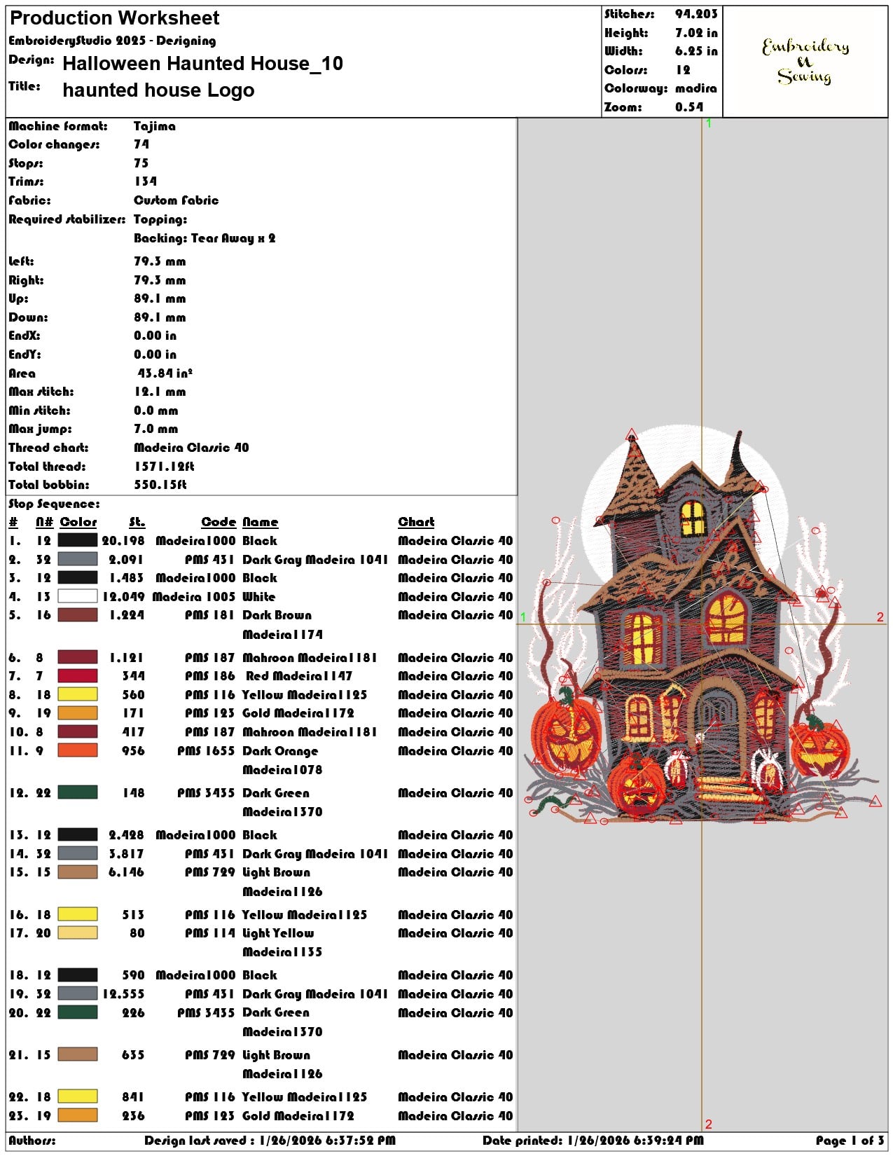 Halloween Haunted House   - Elegant embroidery design file - instant download — view 3