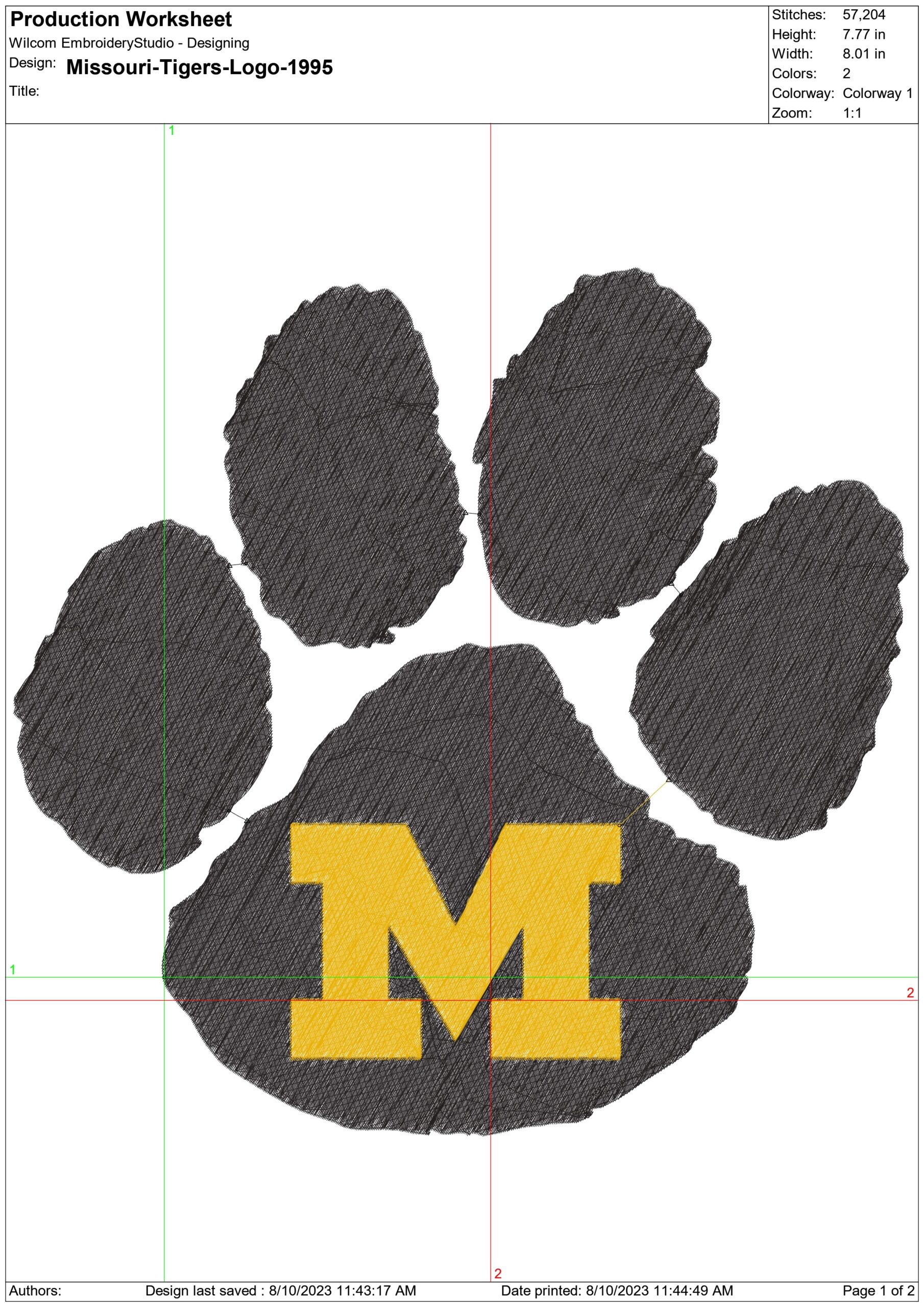 Missouri Tigers embroidery design - University of Missouri embroidery machine pattern embroidery file - instant download in a frame — view 2