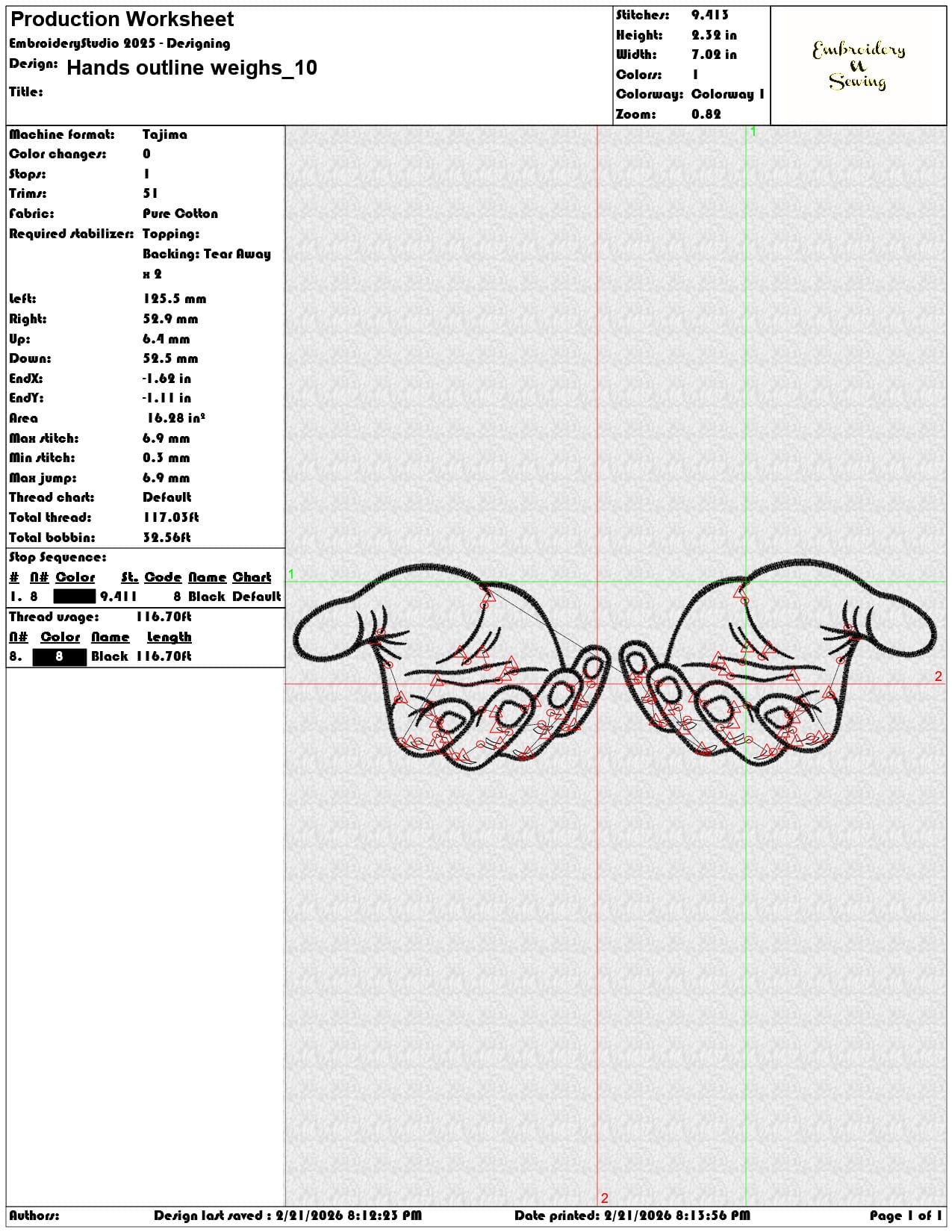 Hands outline weighs   - Elegant embroidery design file - instant download — view 3