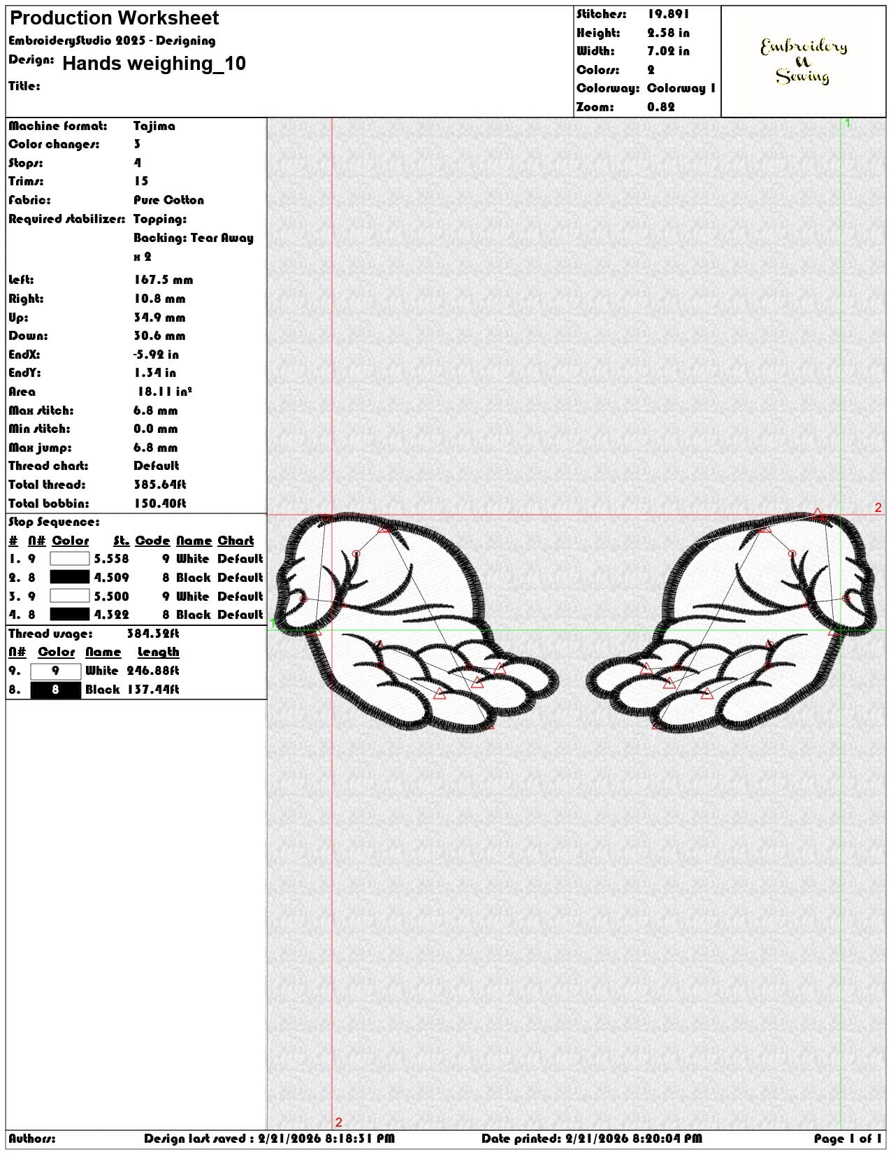 Hands weighing   - Elegant embroidery design file - instant download — view 3