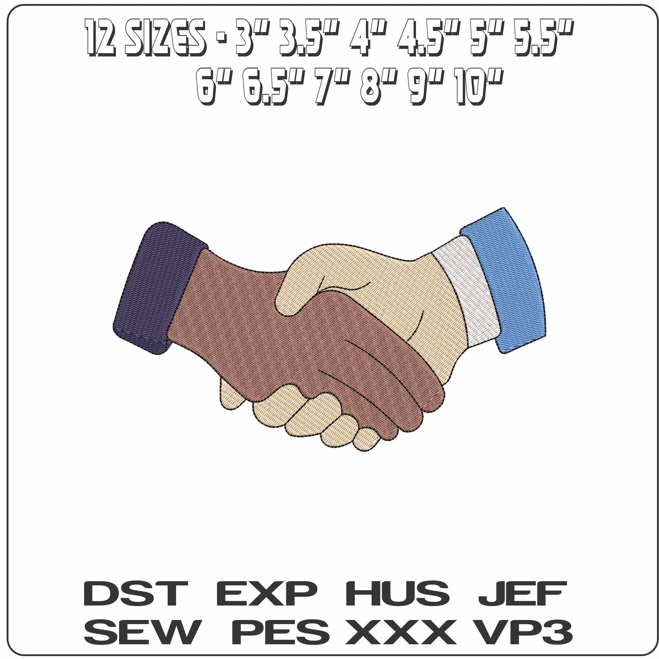 Handshake   - Elegant embroidery design file - instant download — view 2