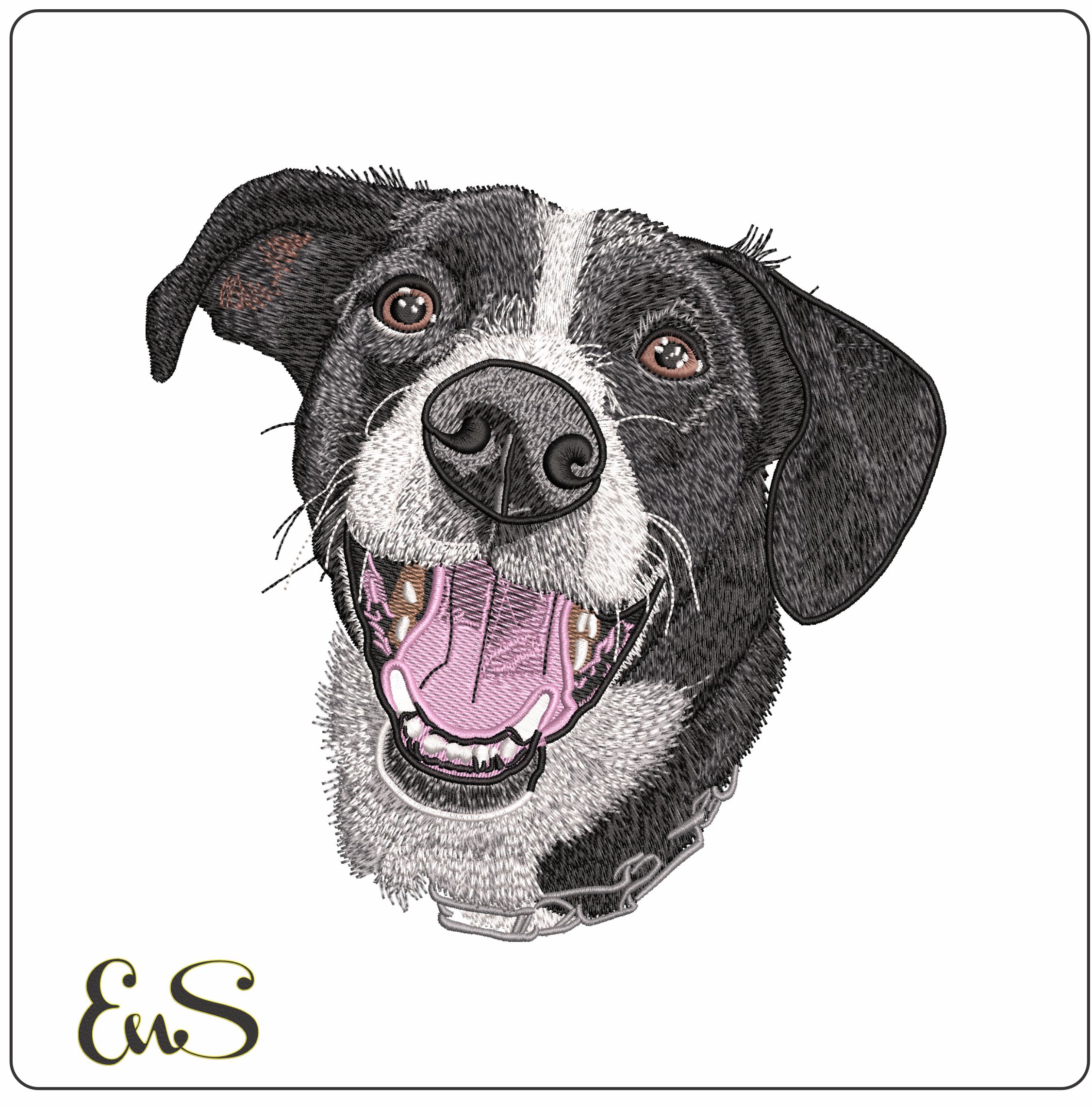 Happy Dog Face   - Elegant embroidery design file - instant download