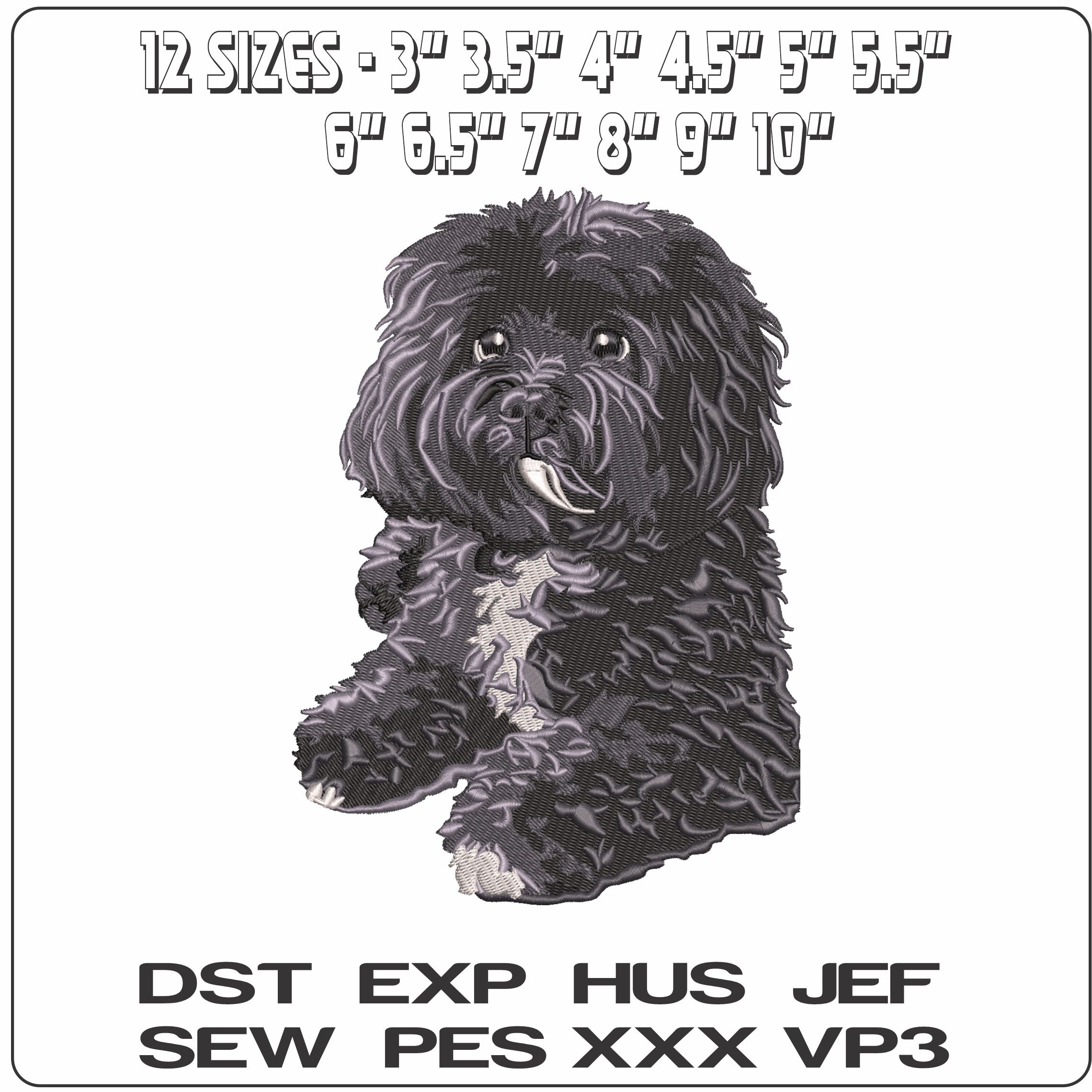 Havanese Dog Sitting Down   - Elegant embroidery design file - instant download — view 2