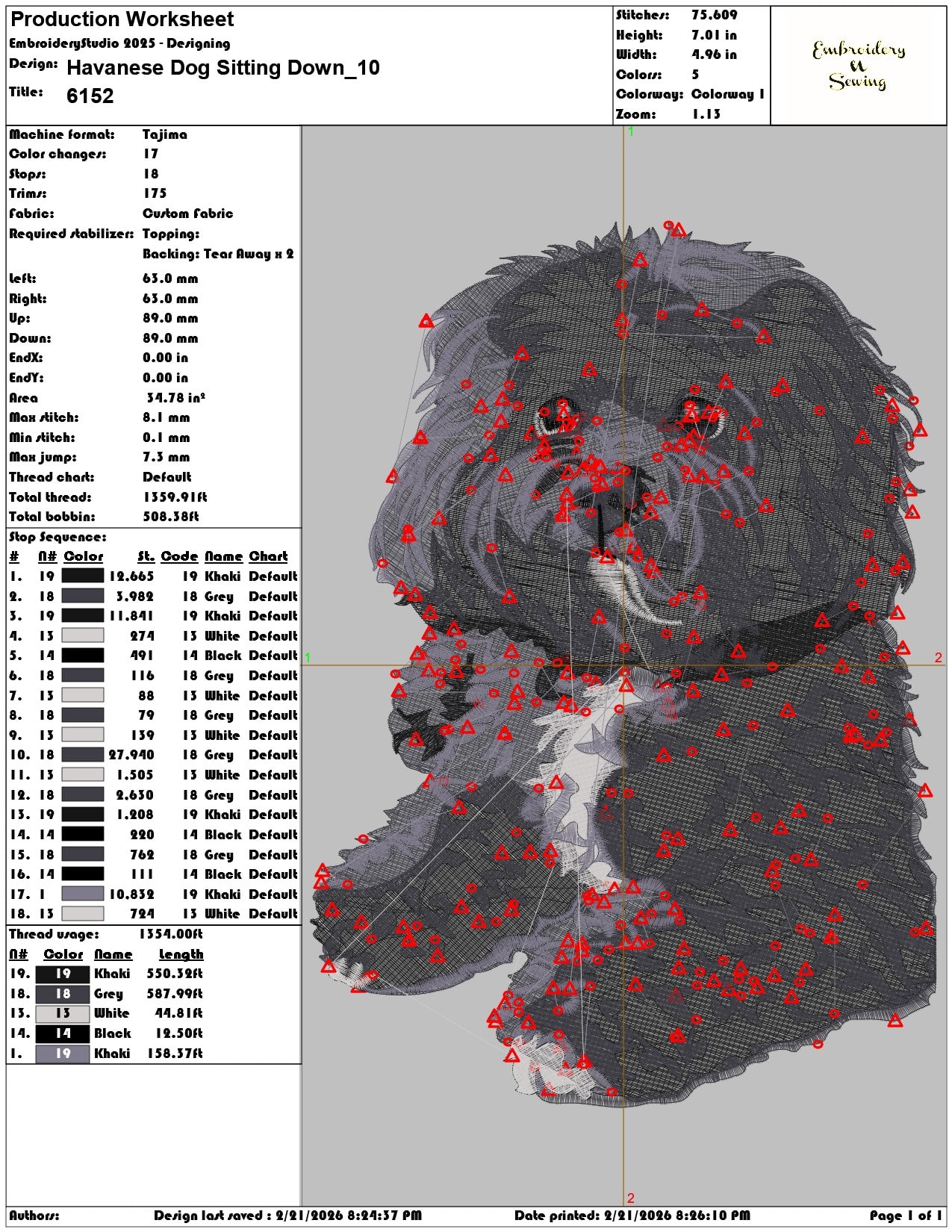 Havanese Dog Sitting Down   - Elegant embroidery design file - instant download — view 3