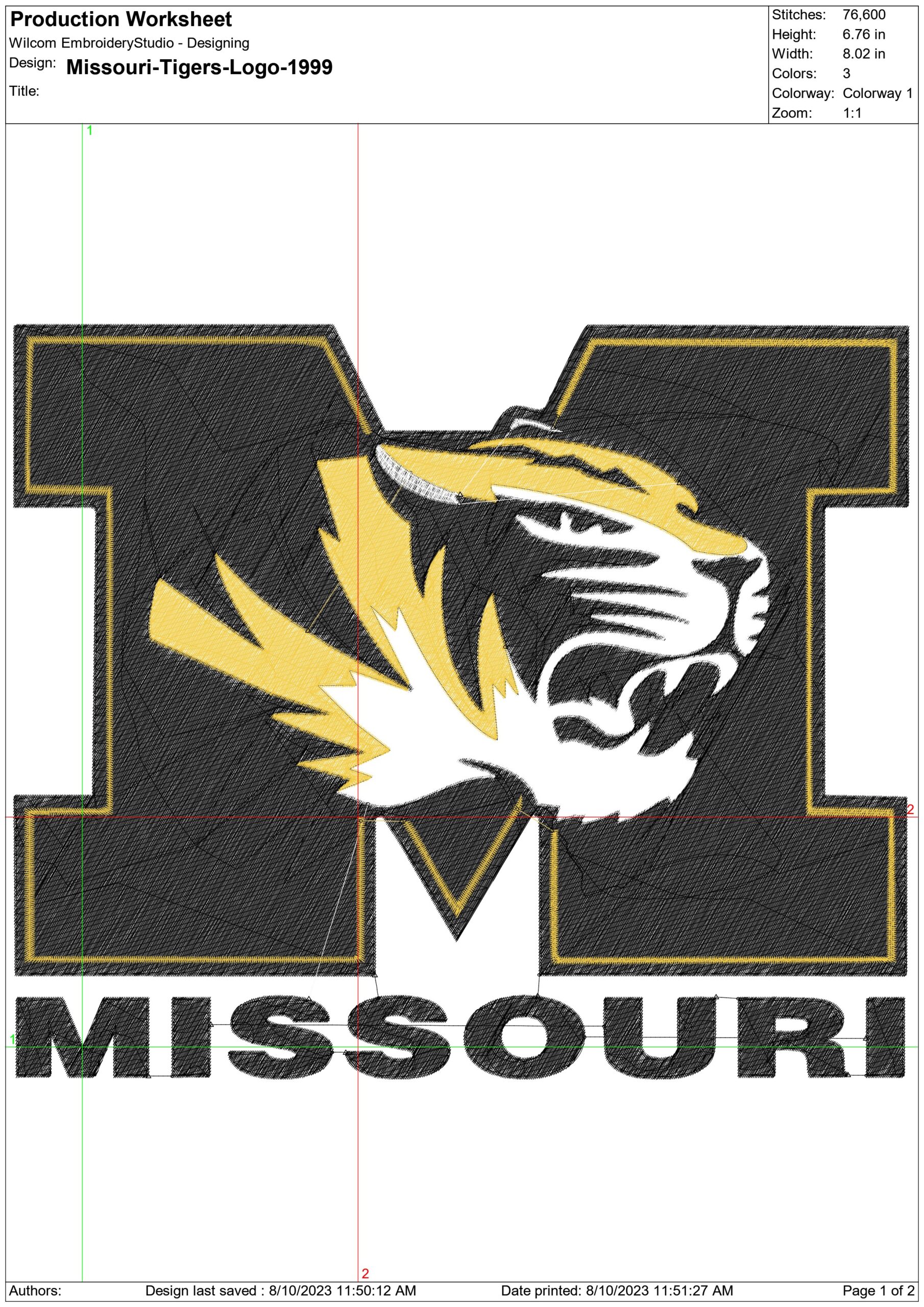 Missouri Tigers embroidery design - University of Missouri embroidery machine pattern embroidery file - instant download in a frame — view 2