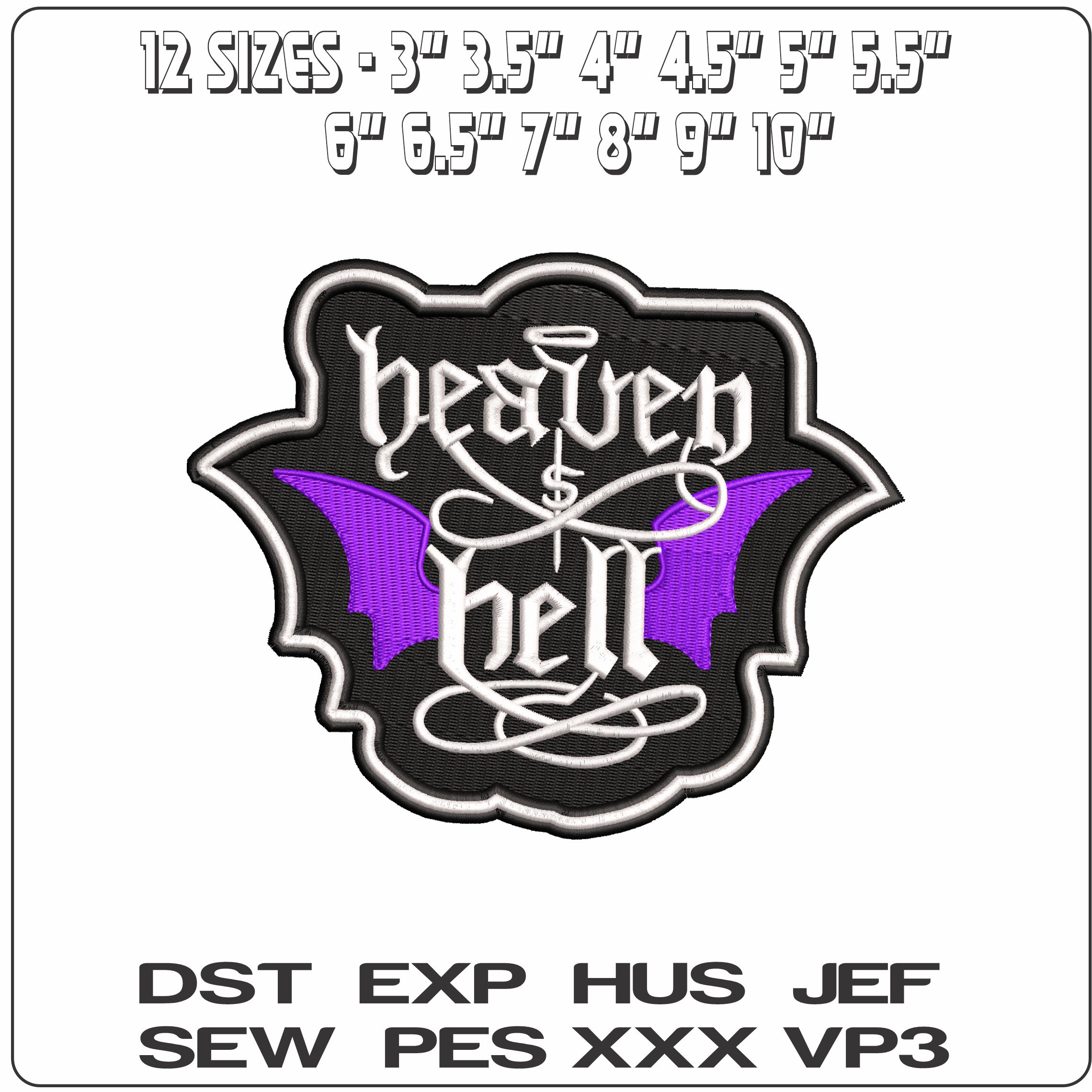 Heaven and Hell   - Elegant embroidery design file - instant download — view 2
