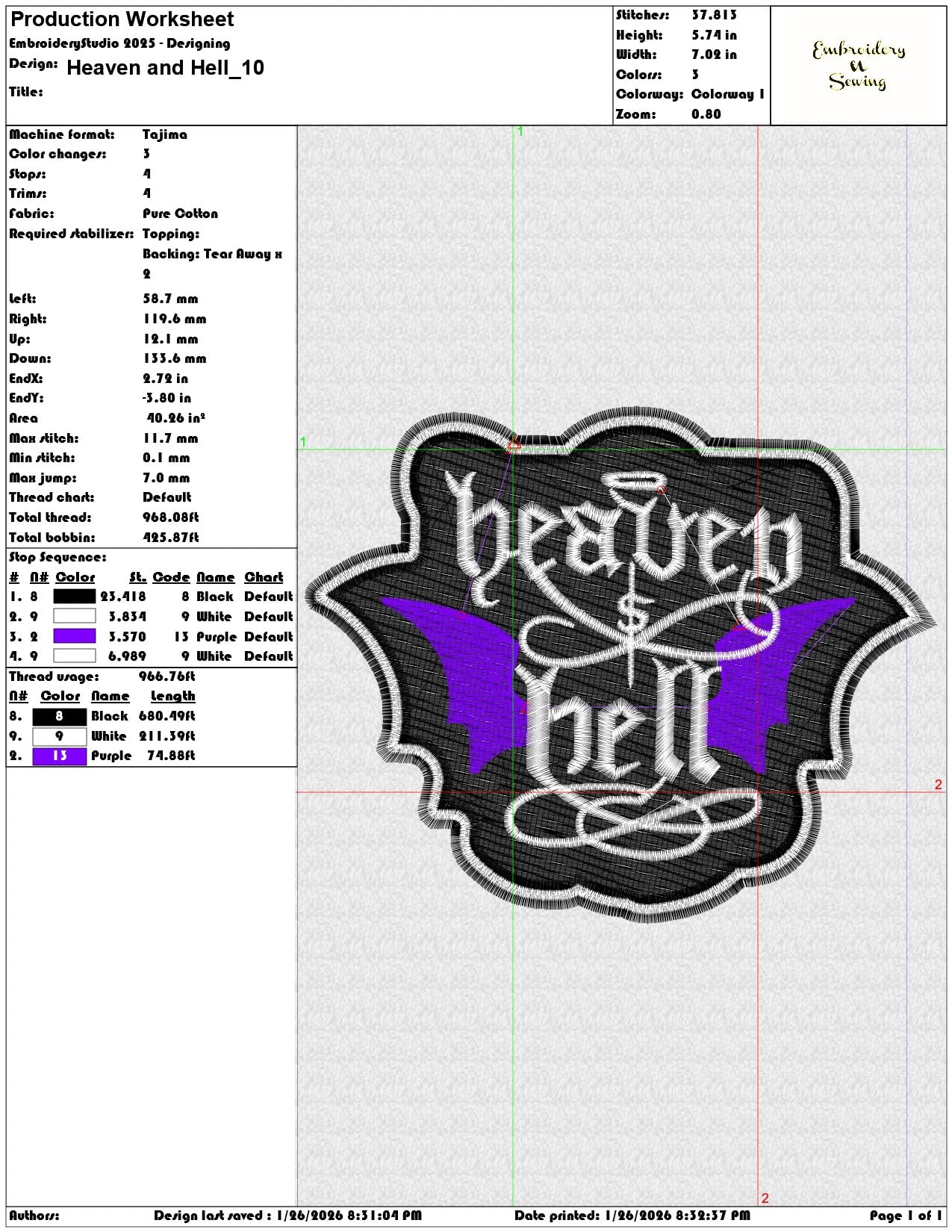 Heaven and Hell   - Elegant embroidery design file - instant download — view 3