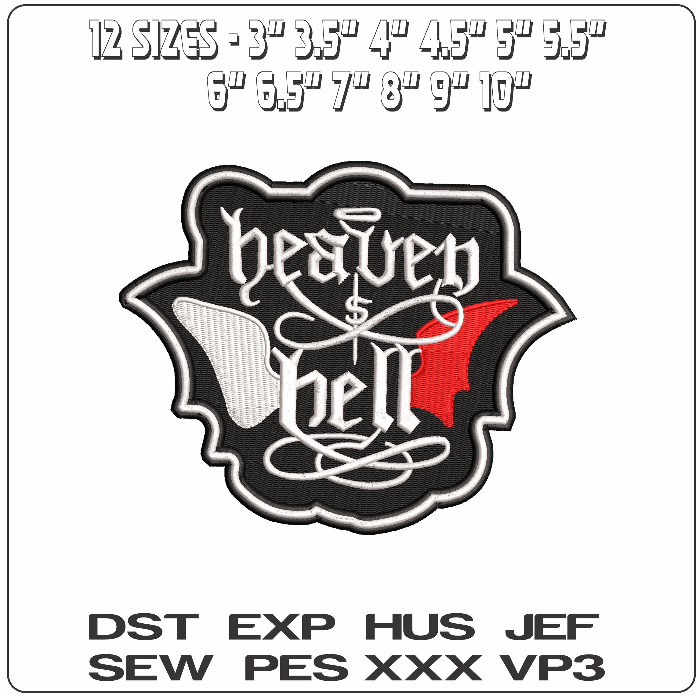 Heaven and Hell Angel and Demon Wings   - Elegant embroidery design file - instant download — view 2