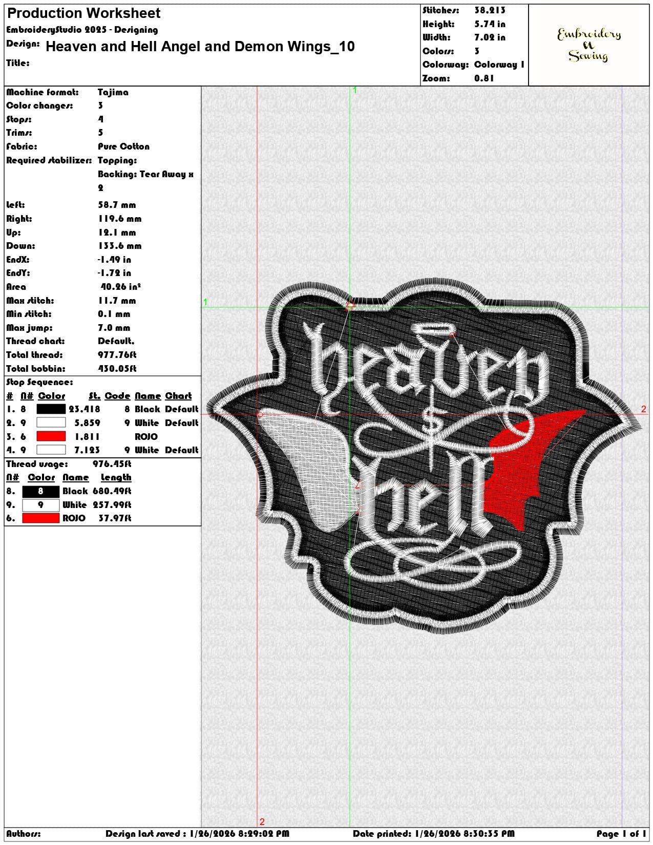 Heaven and Hell Angel and Demon Wings   - Elegant embroidery design file - instant download — view 3
