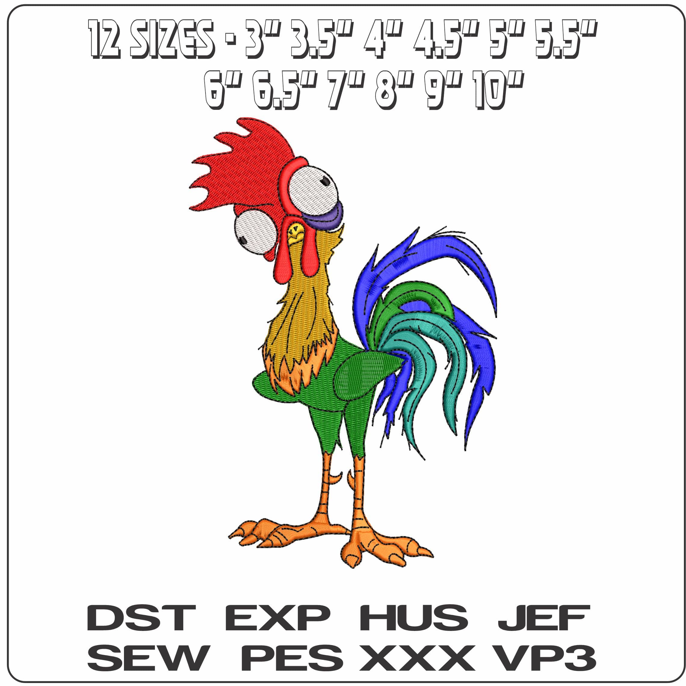 Hei Hei Tilt Head   - Elegant embroidery design file - instant download — view 2